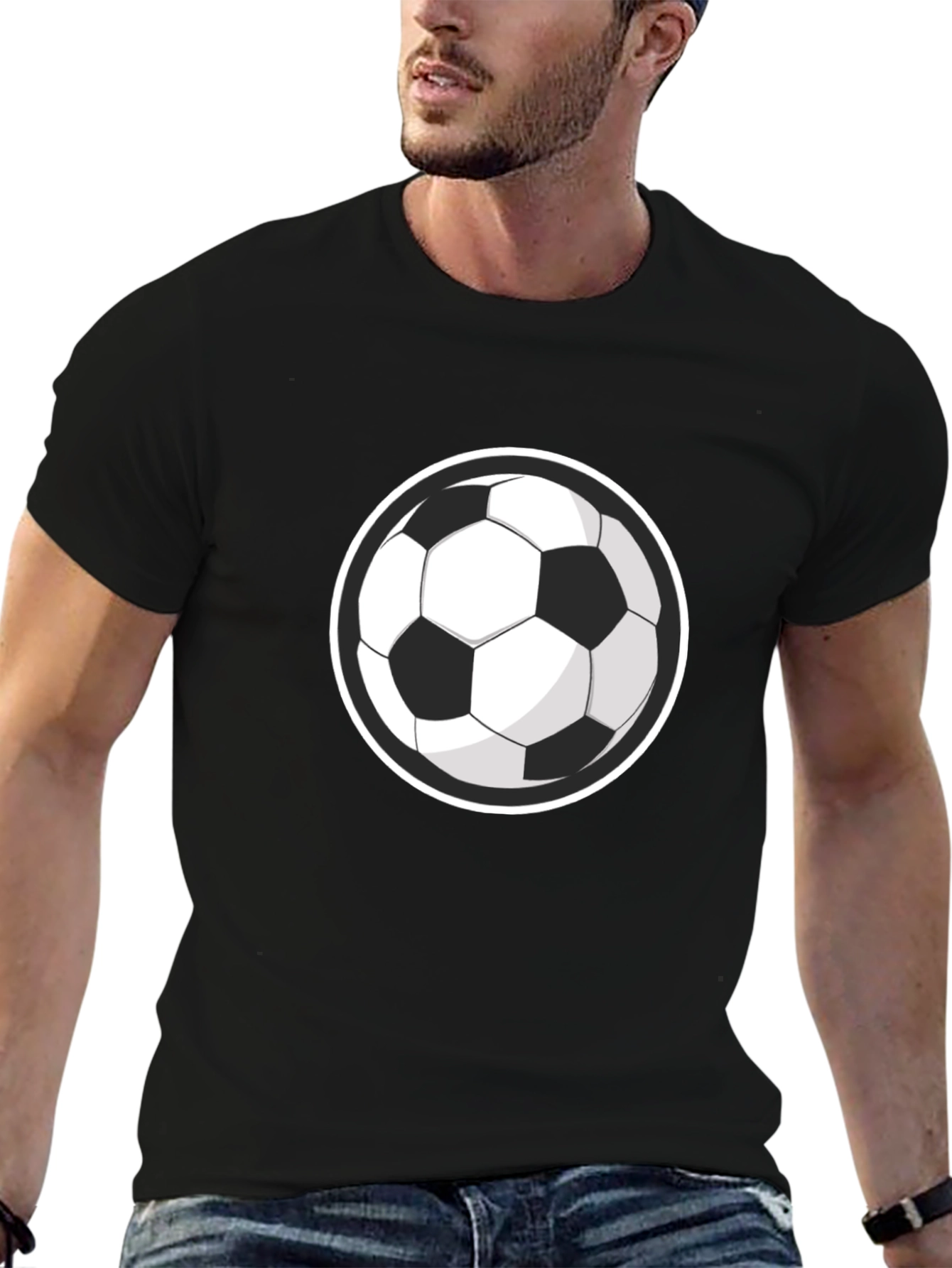 Black Soccer Ball Graphic Tee - Sporty Style