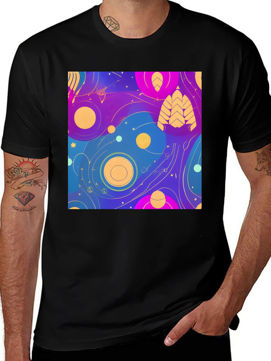Abstract Galaxy Print Black T-Shirt