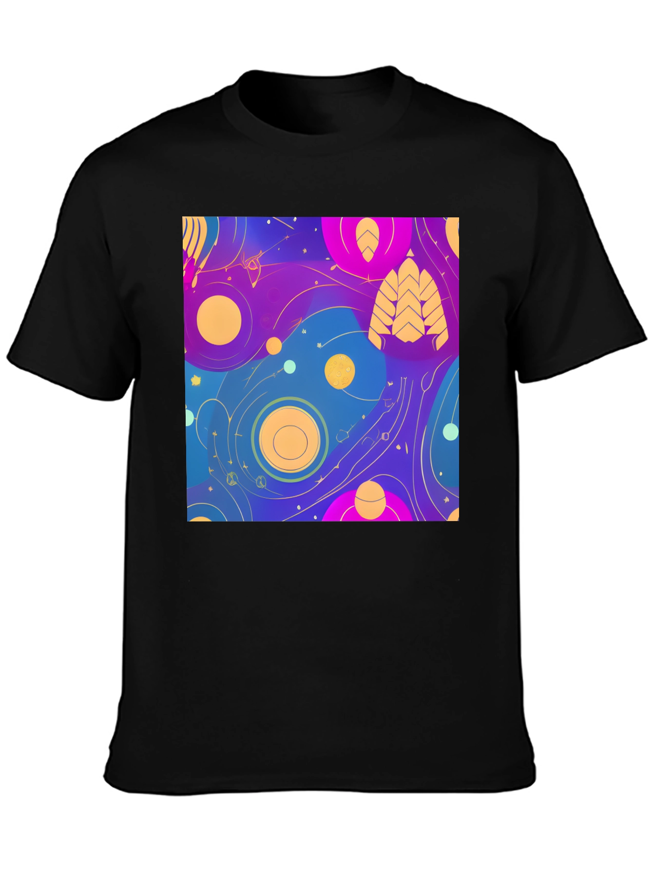 Abstract Galaxy Print Black T-Shirt