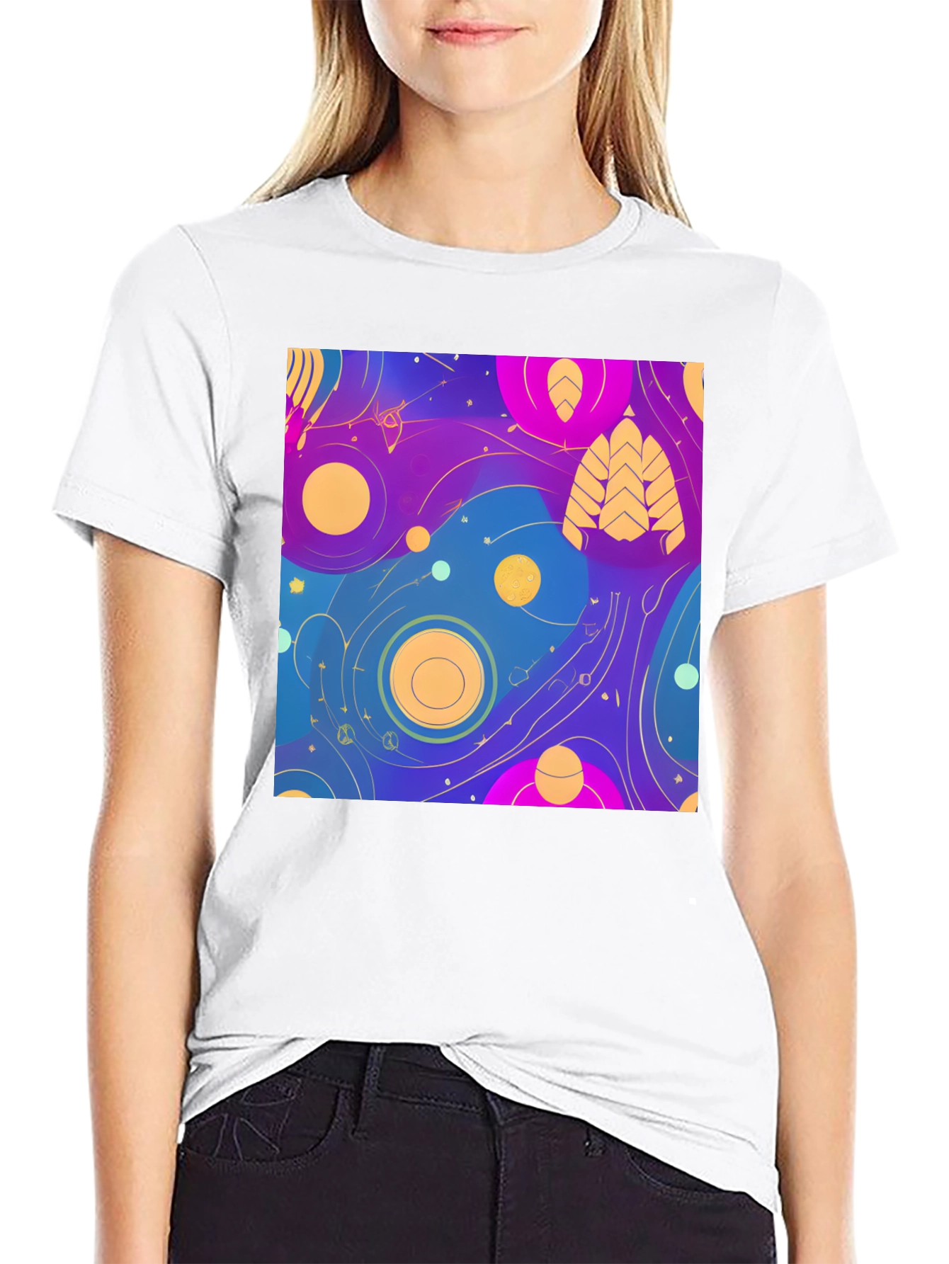Abstract Galaxy Print Black T-Shirt