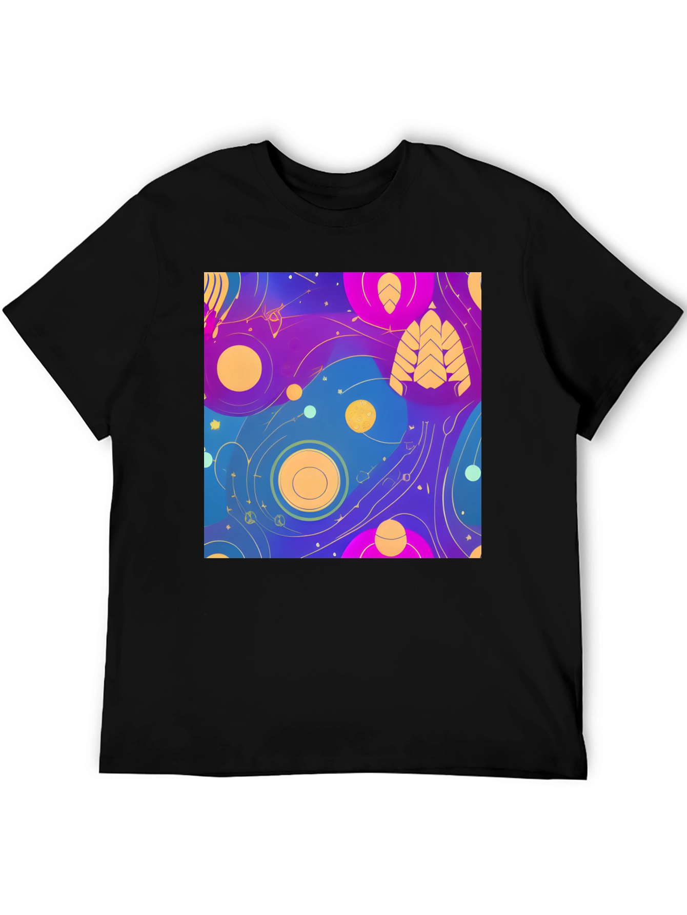 Abstract Galaxy Print Black T-Shirt