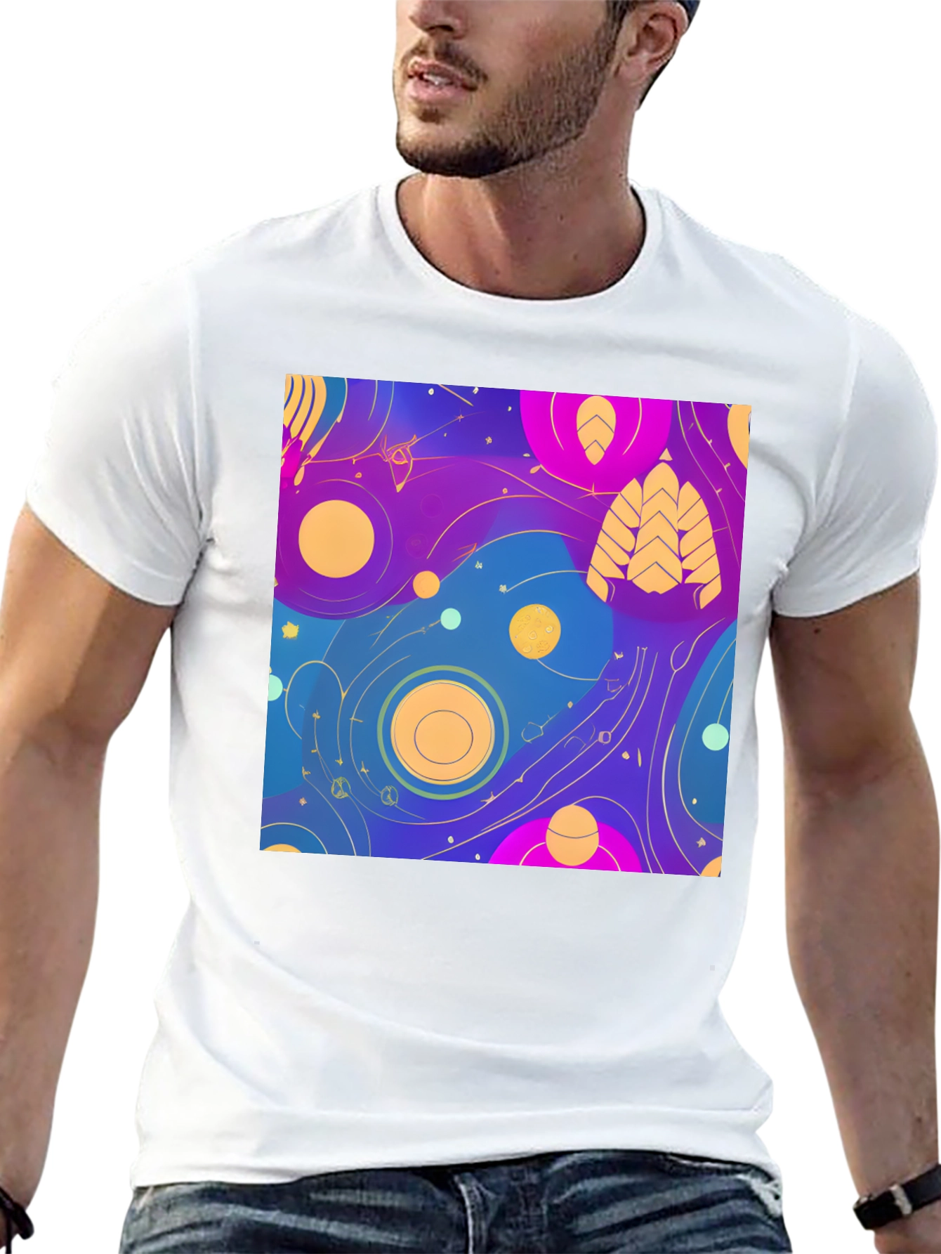 Abstract Galaxy Print Black T-Shirt