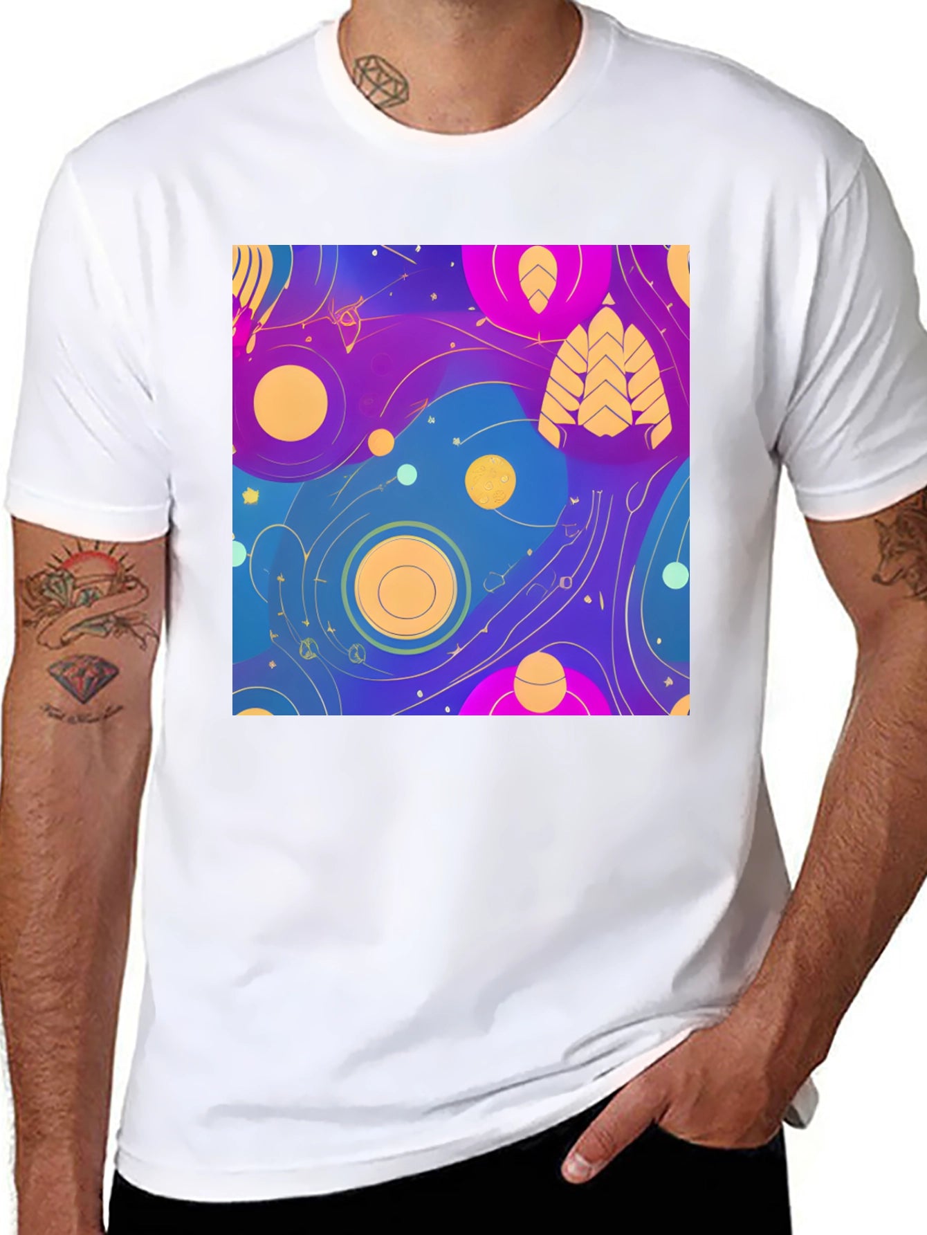 Abstract Galaxy Print Black T-Shirt