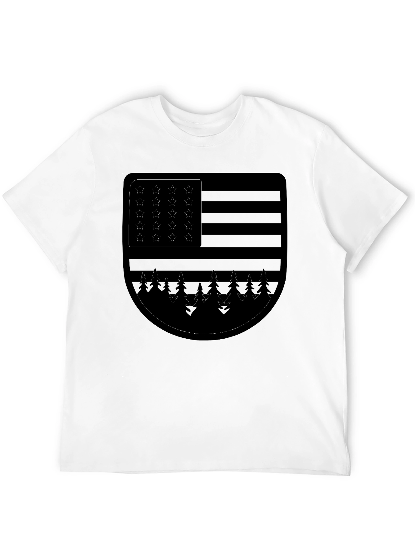 American Flag Trees Graphic T-Shirt - Black