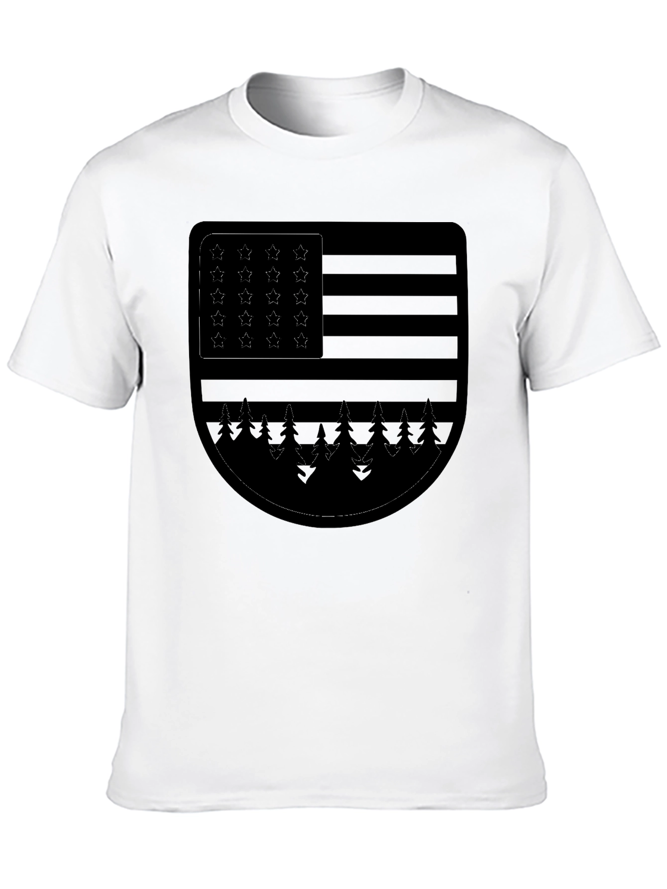 American Flag Trees Graphic T-Shirt - Black