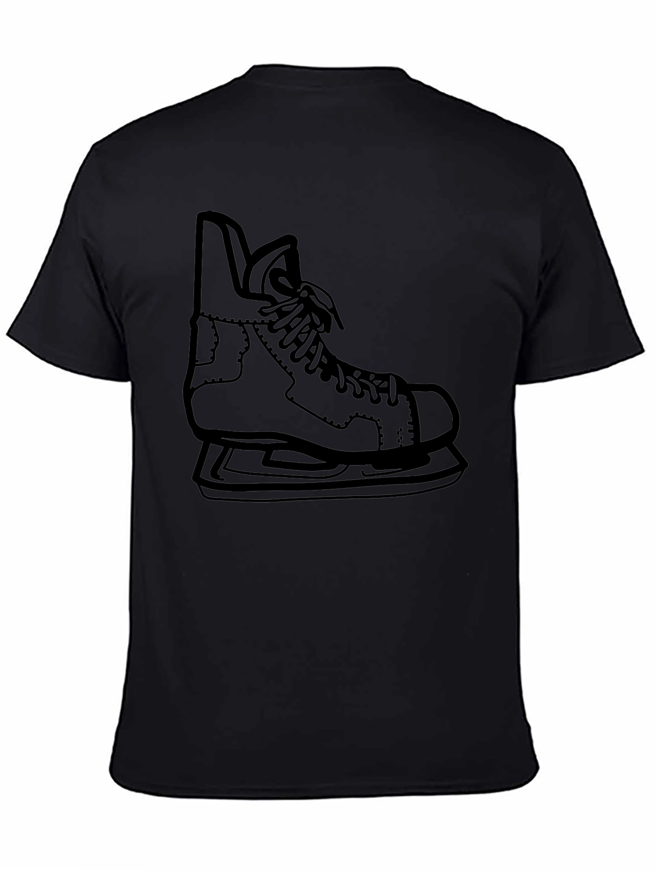 Hockey Skate Graphic Tee - Black Cotton Casual Shirt