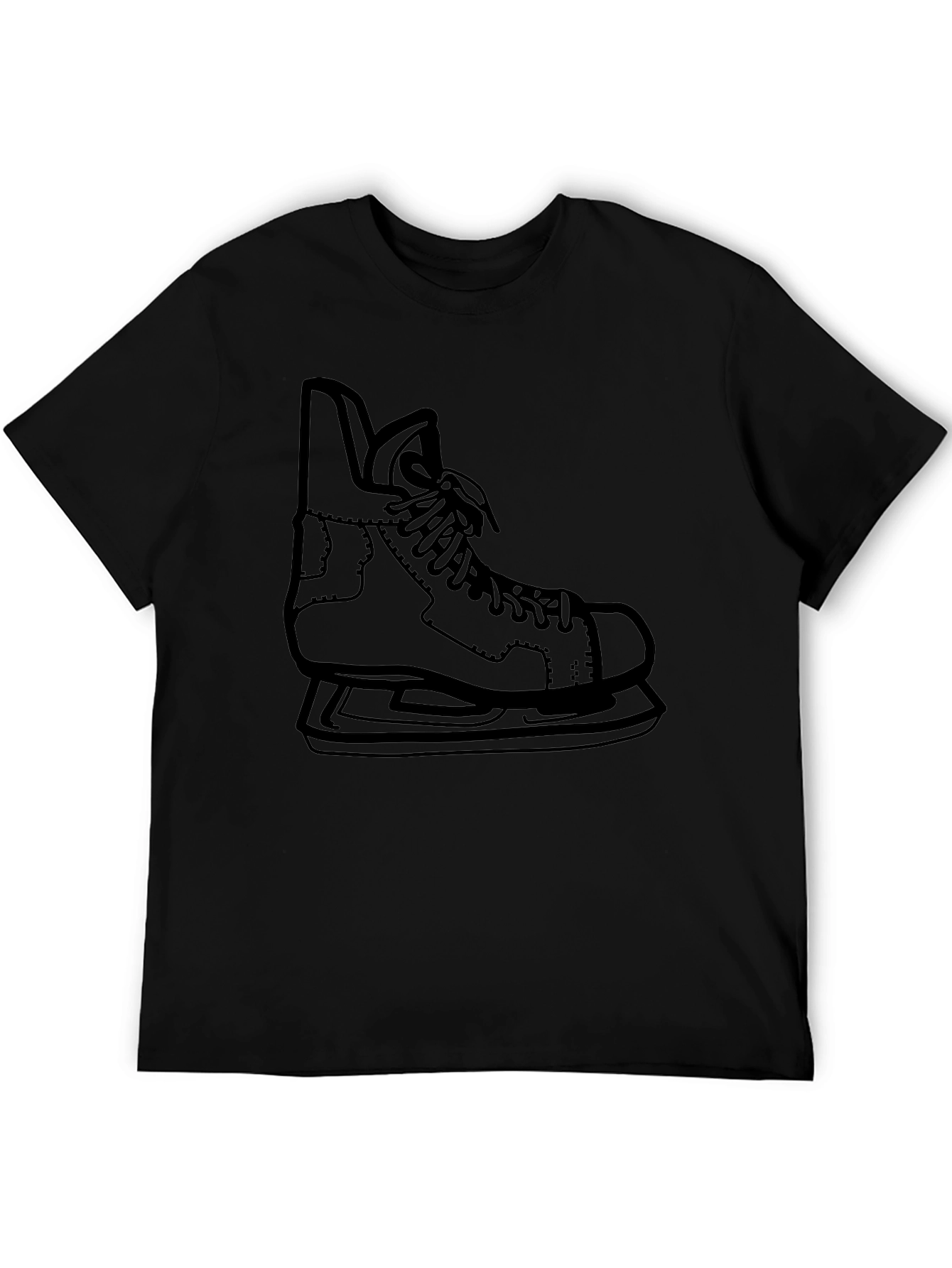 Hockey Skate Graphic Tee - Black Cotton Casual Shirt
