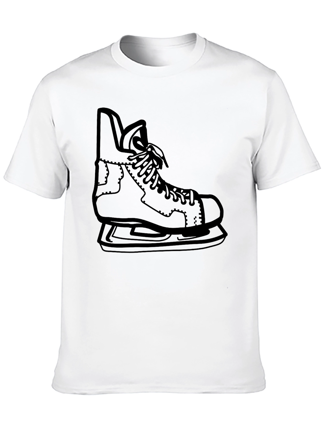 Hockey Skate Graphic Tee - Black Cotton Casual Shirt