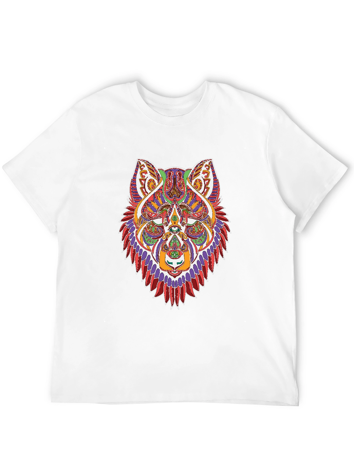 Psychedelic Wolf Graphic Tee - Mens Black T-Shirt