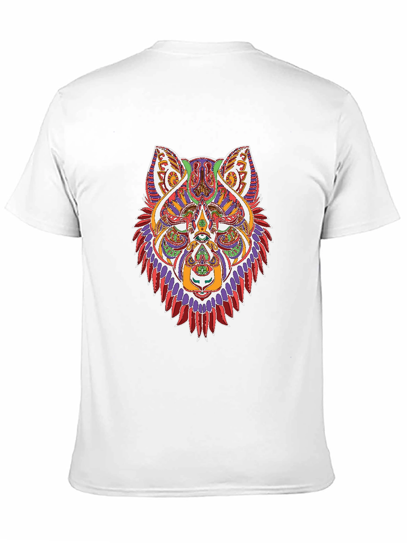 Psychedelic Wolf Graphic Tee - Mens Black T-Shirt