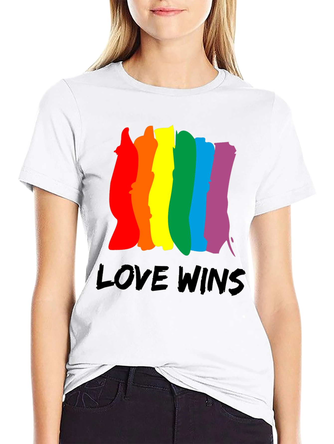 Love Wins Pride T-Shirt - Rainbow Stripes
