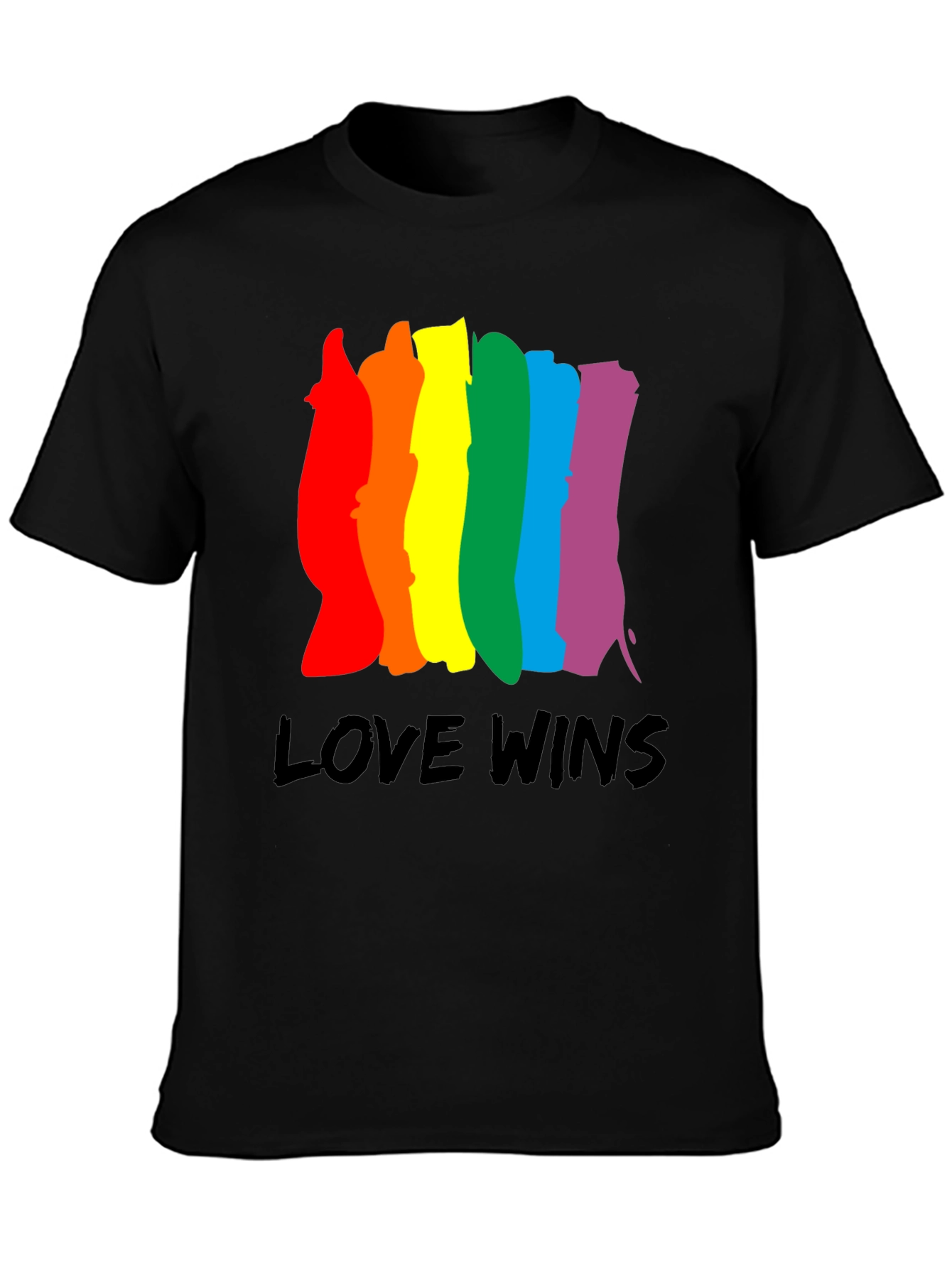 Love Wins Pride T-Shirt - Rainbow Stripes