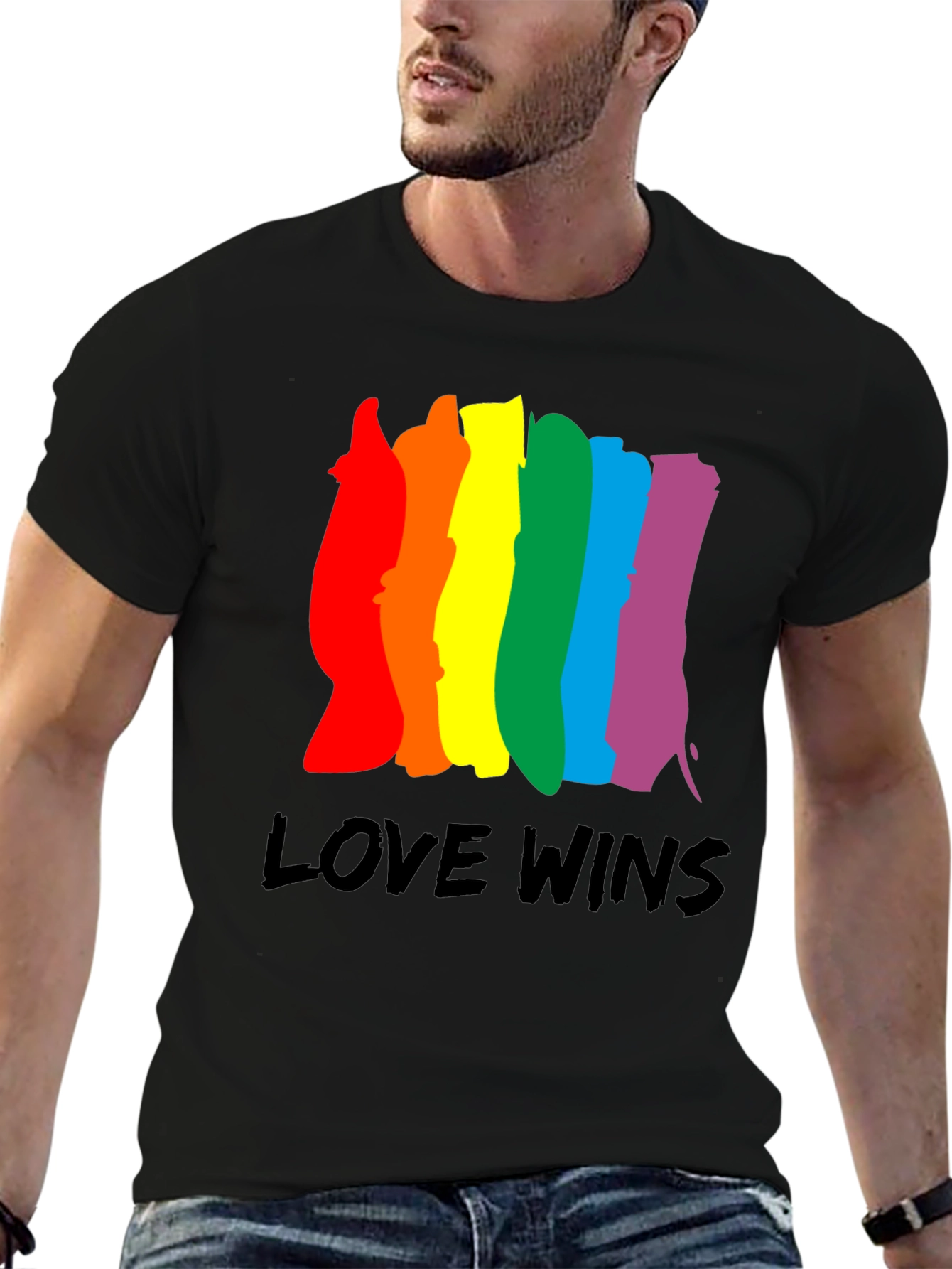Love Wins Pride T-Shirt - Rainbow Stripes