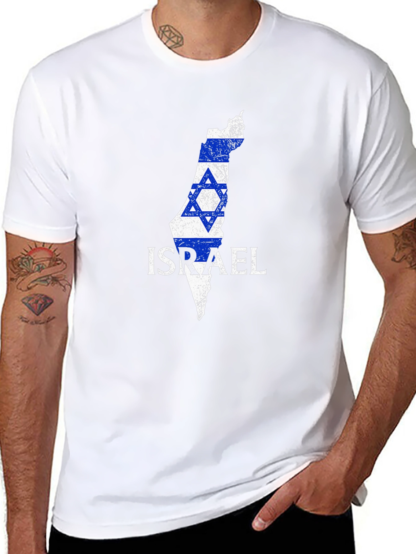 Israel Flag Map T-Shirt - Patriotic Design