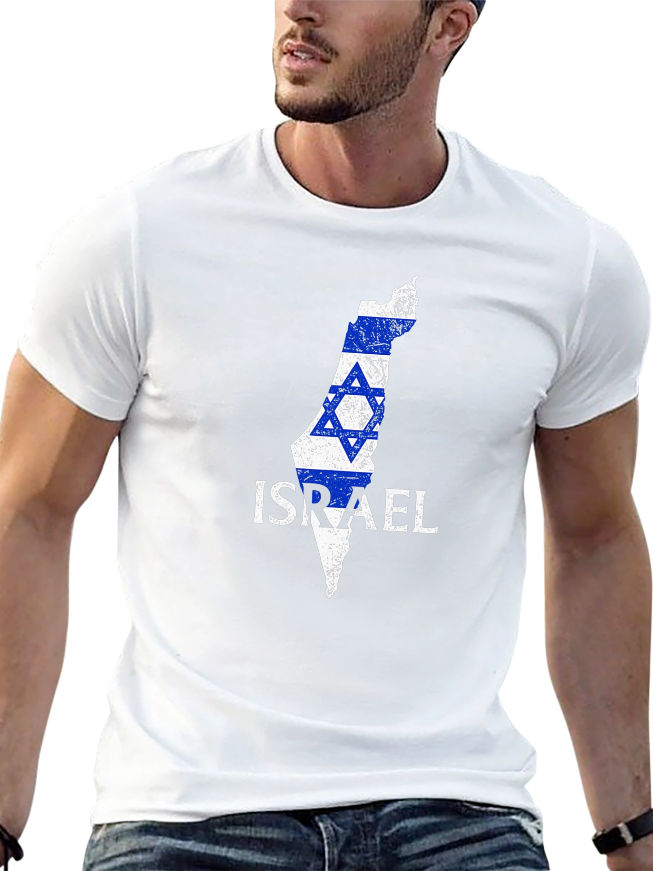 Israel Flag Map T-Shirt - Patriotic Design
