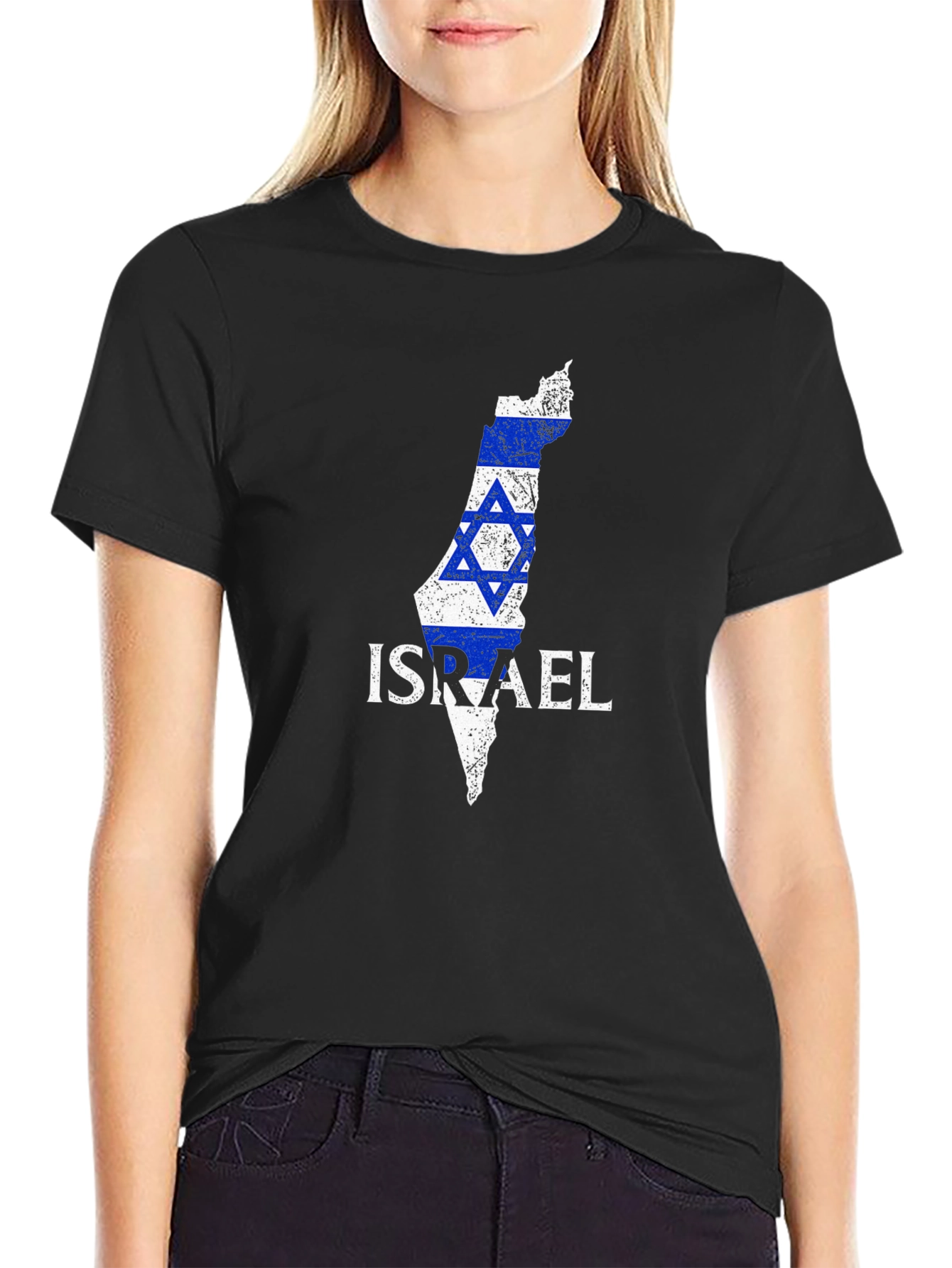 Israel Flag Map T-Shirt - Patriotic Design