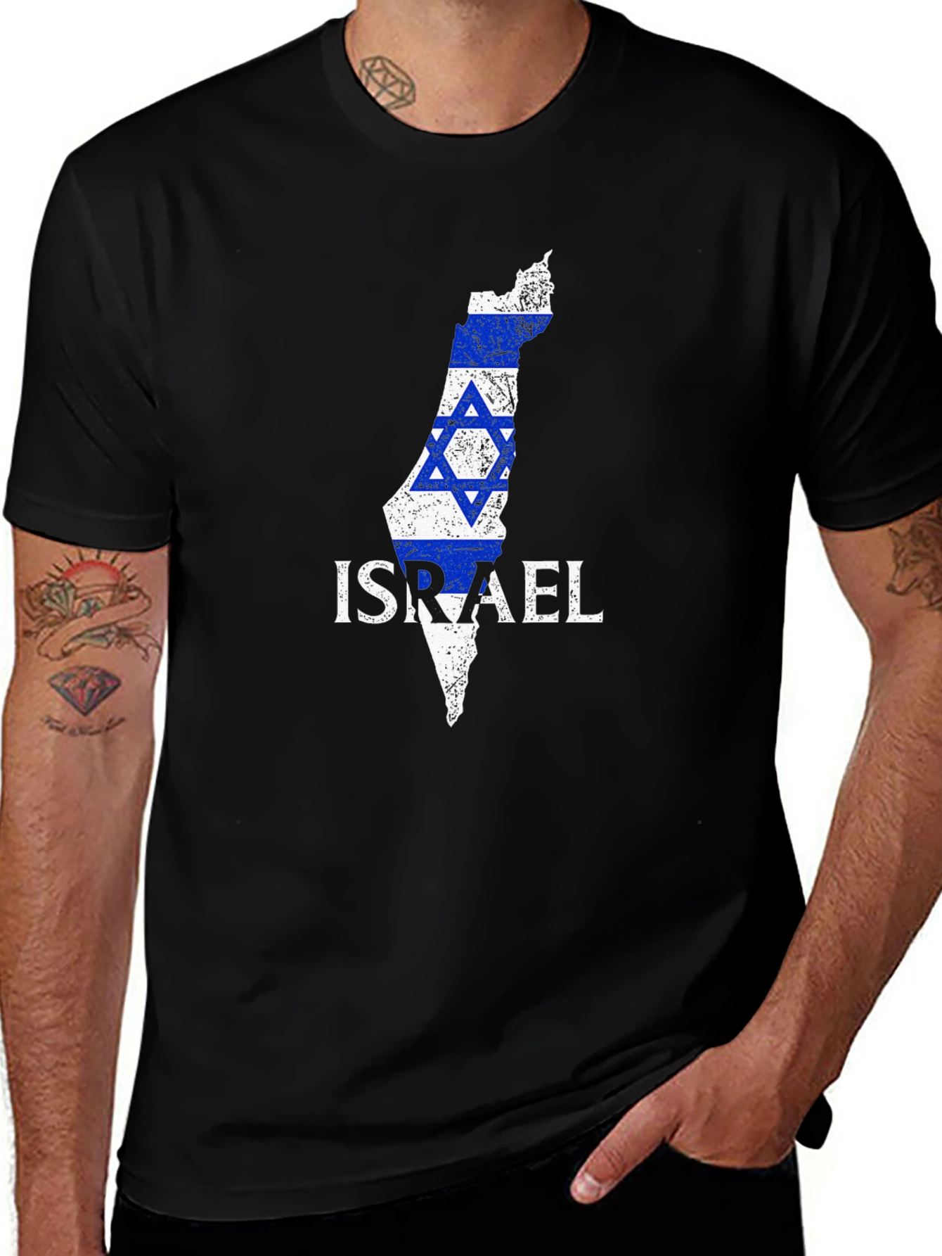 Israel Flag Map T-Shirt - Patriotic Design