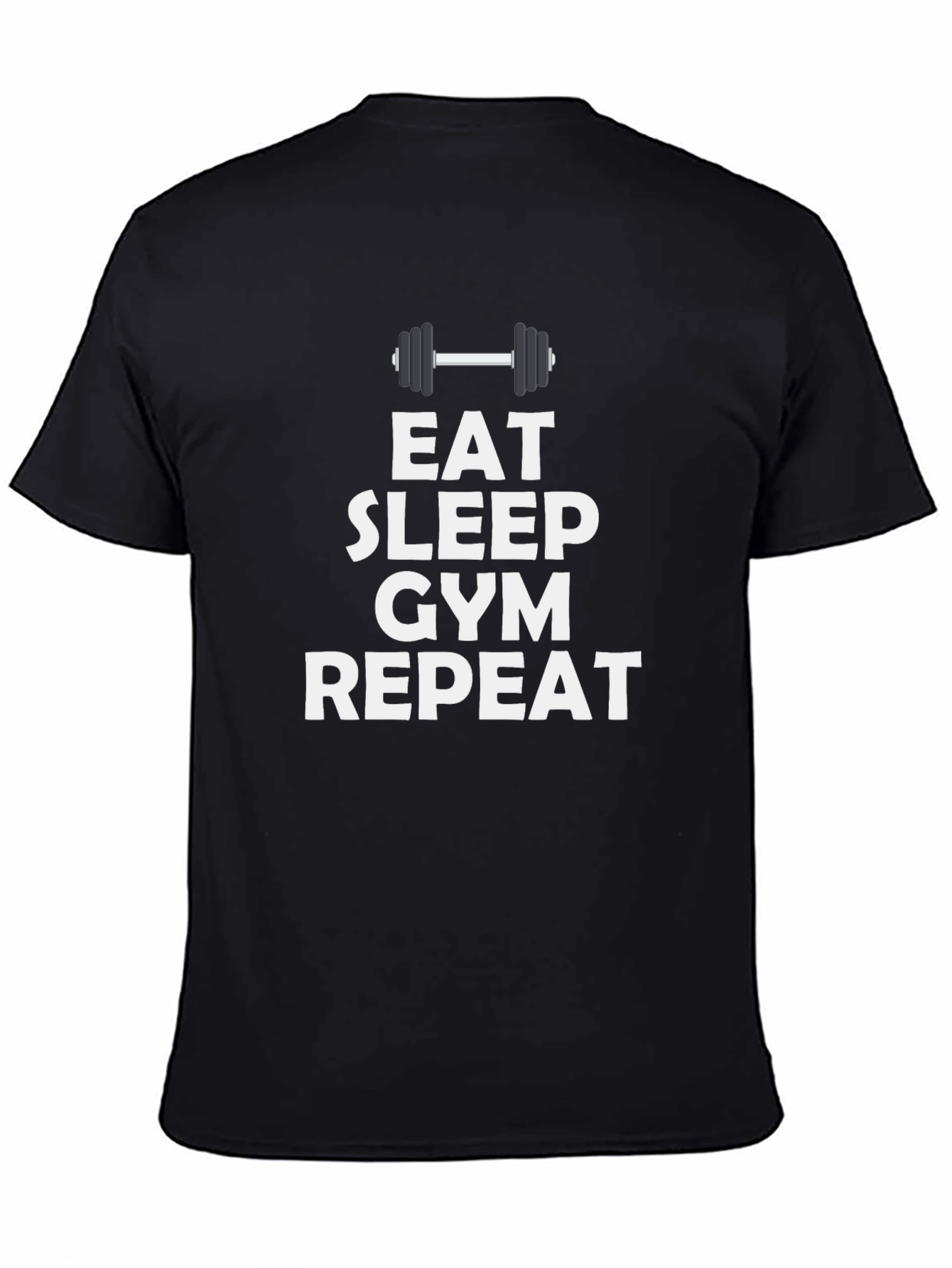 Eat Sleep Gym Repeat Black Graphic Tee