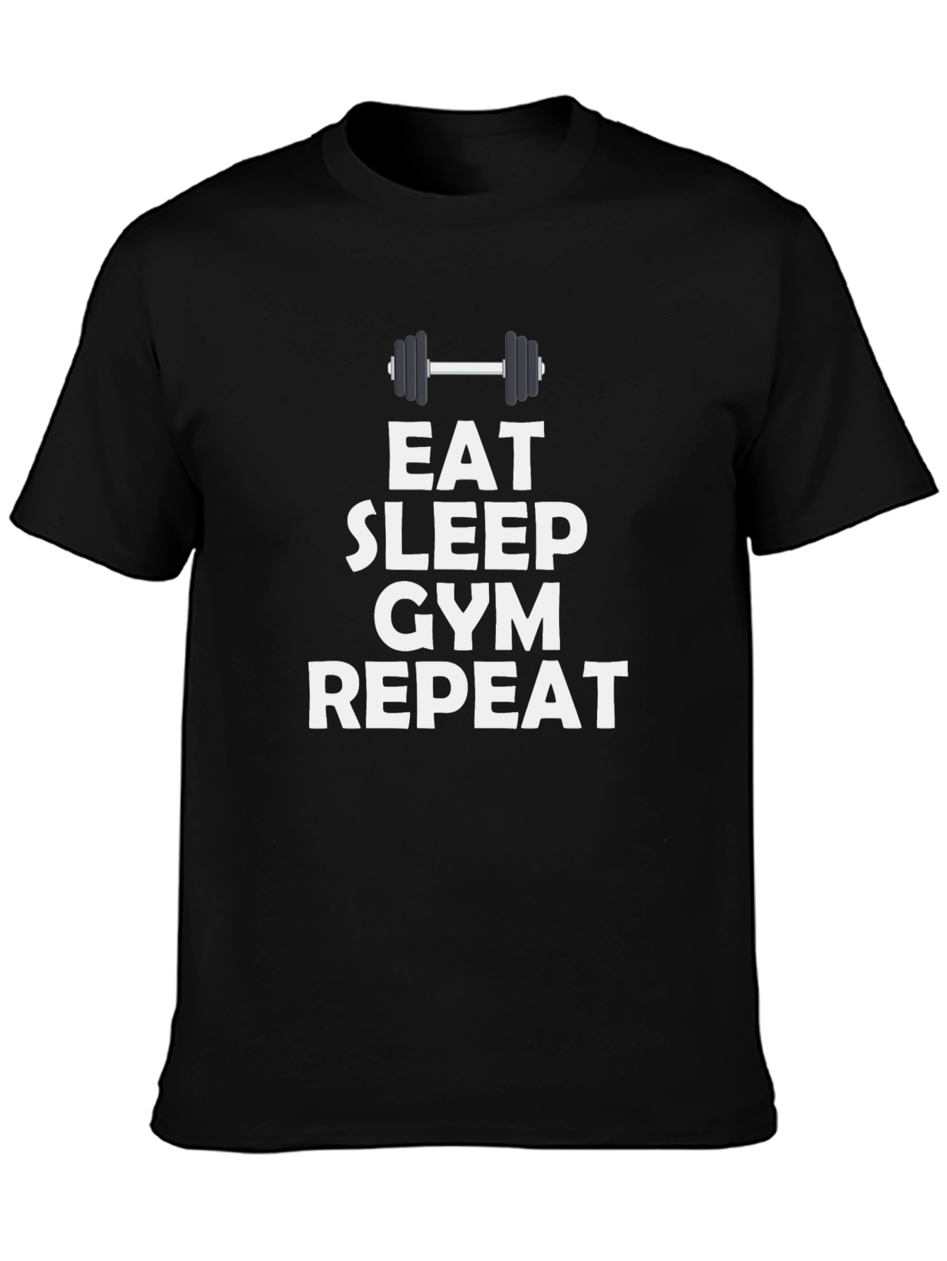 Eat Sleep Gym Repeat Black Graphic Tee