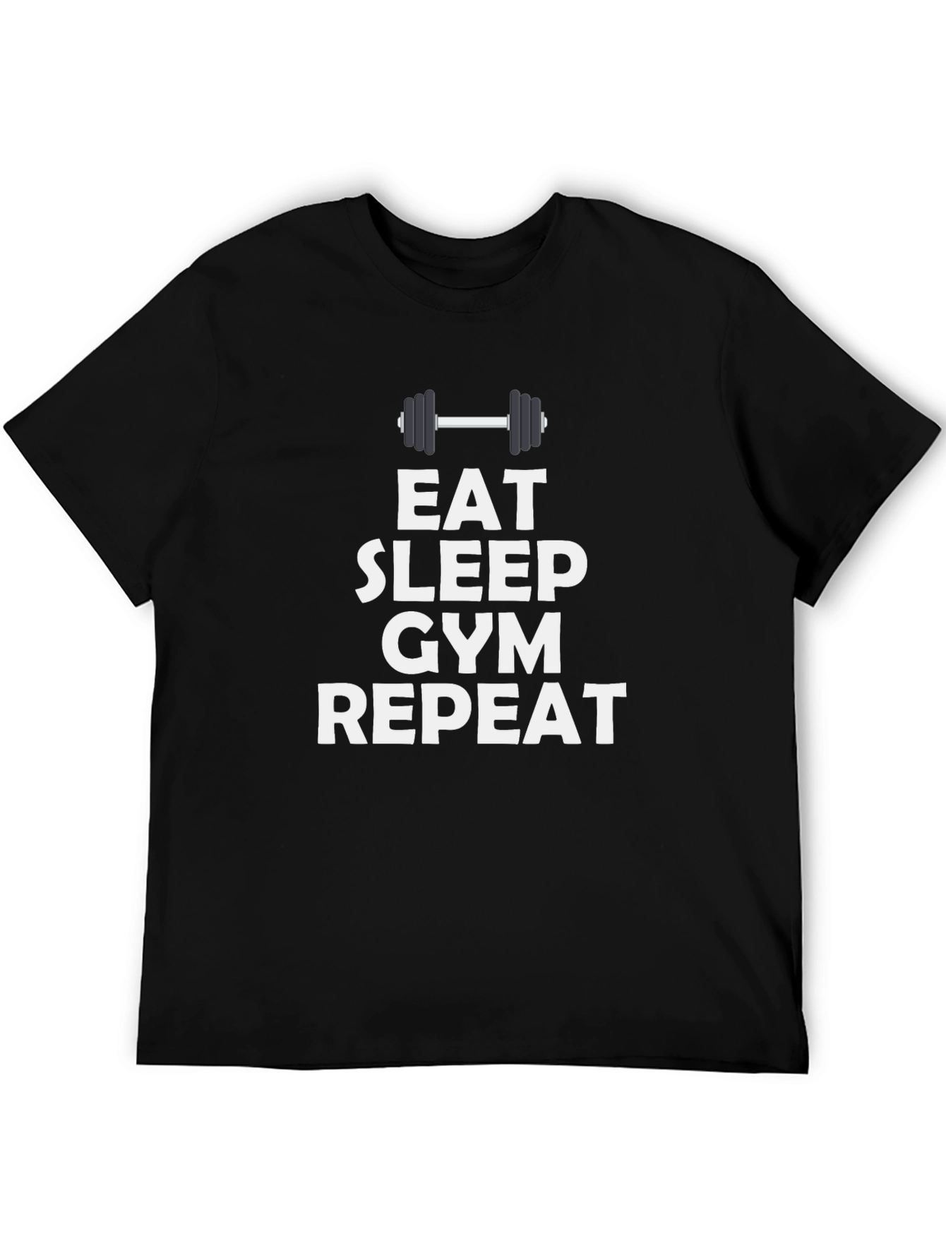 Eat Sleep Gym Repeat Black Graphic Tee