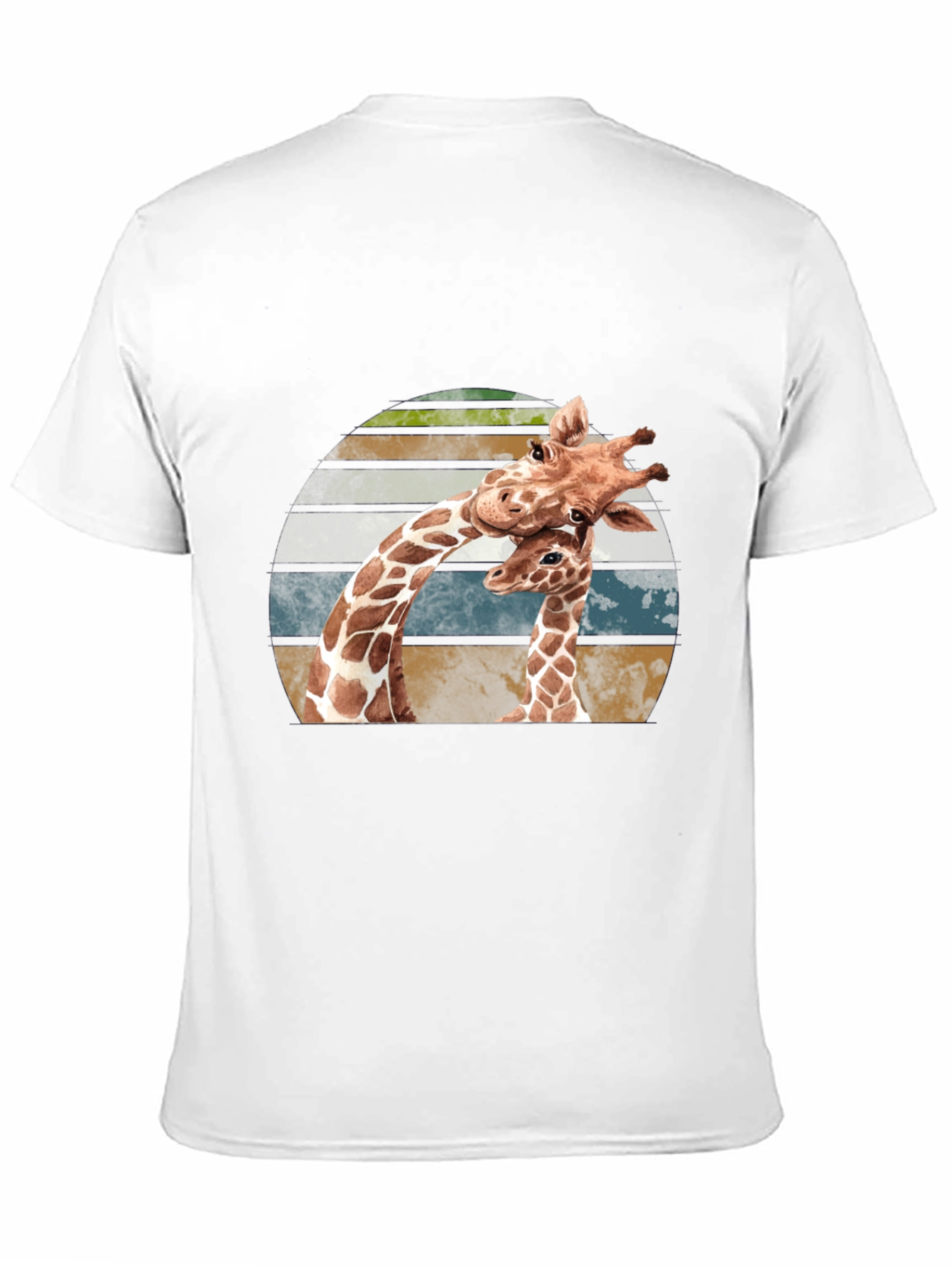 Giraffe Love Sunset Graphic T-Shirt - Unisex Black Tee