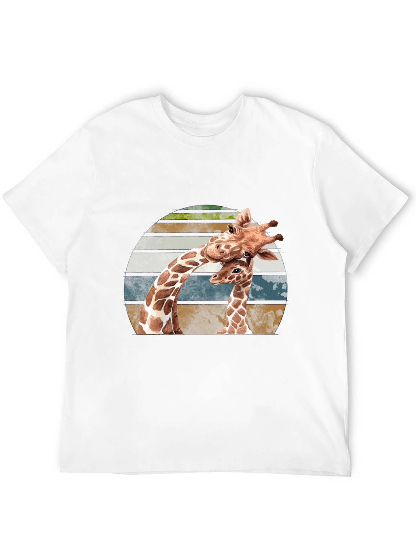 Giraffe Love Sunset Graphic T-Shirt - Unisex Black Tee