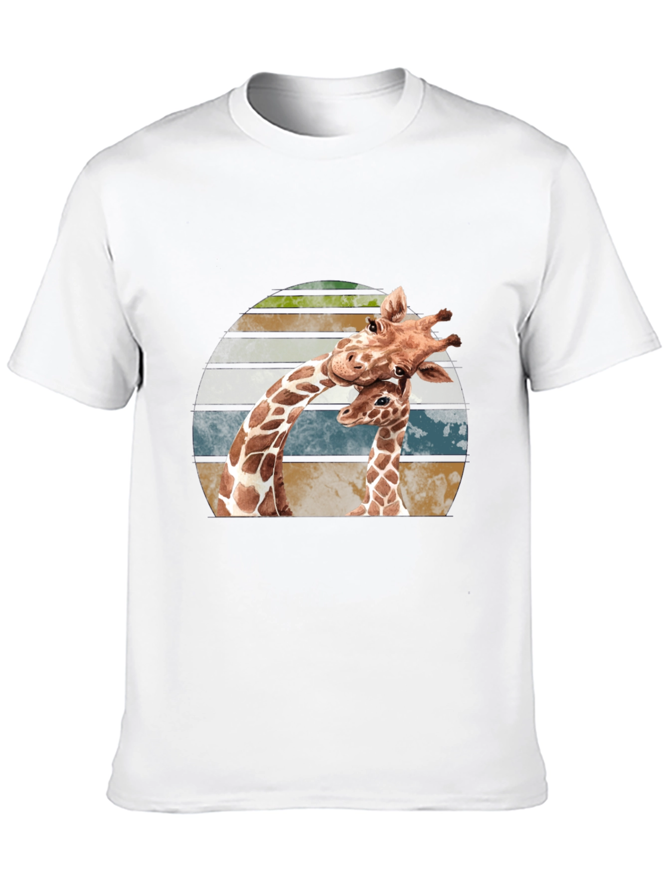 Giraffe Love Sunset Graphic T-Shirt - Unisex Black Tee