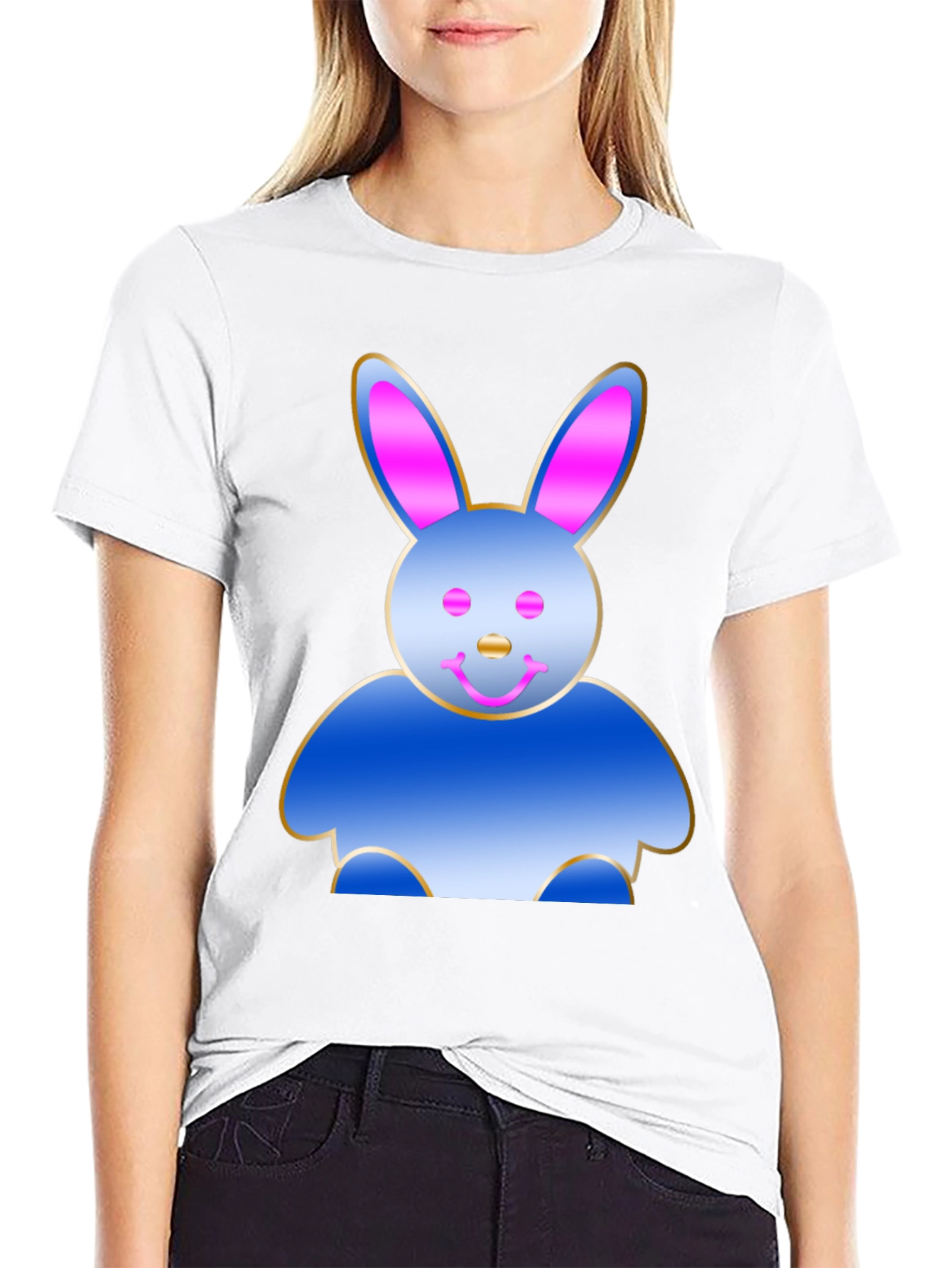 Fun Bunny Graphic T-Shirt - Black Cotton Tee