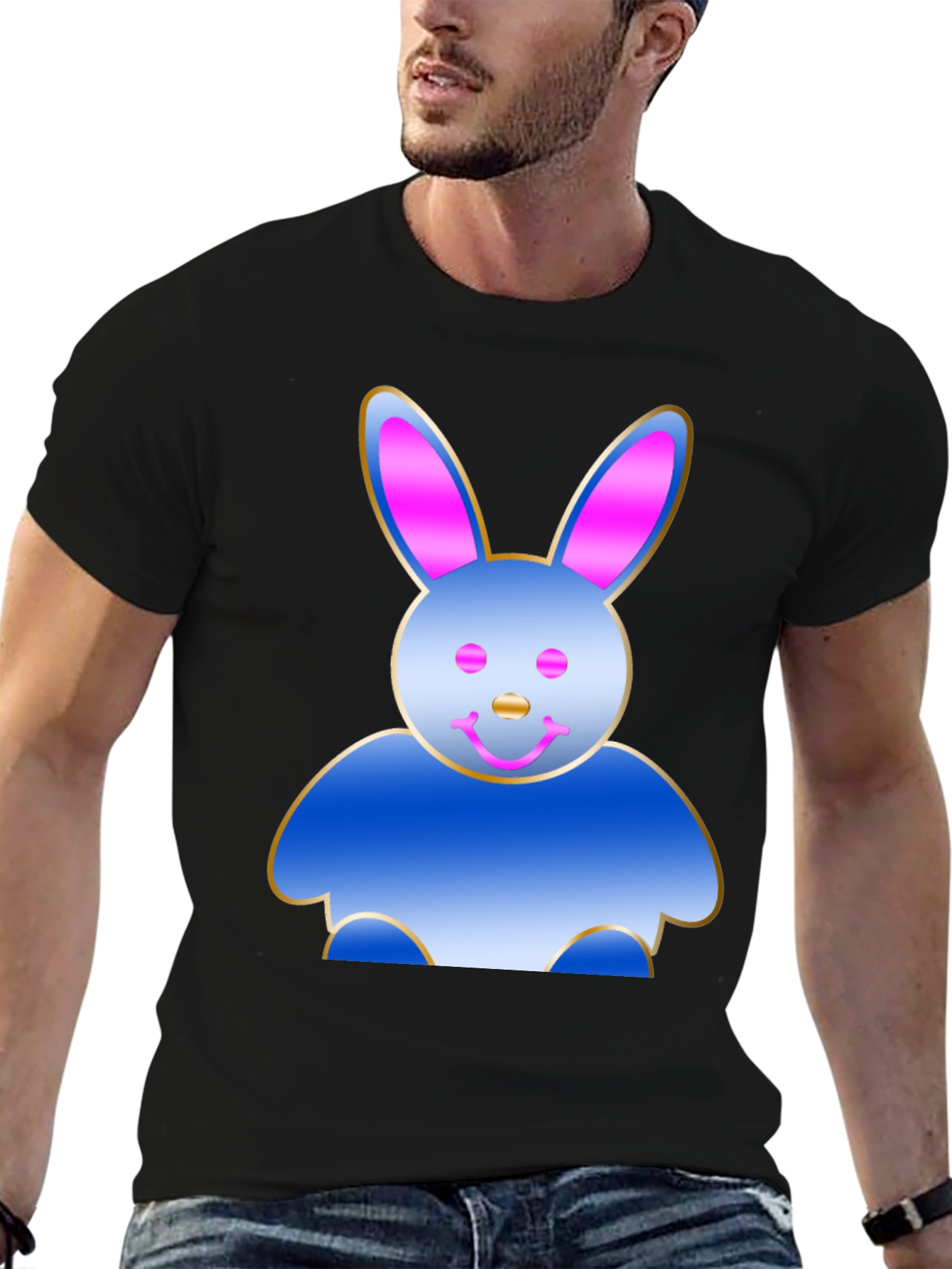 Fun Bunny Graphic T-Shirt - Black Cotton Tee