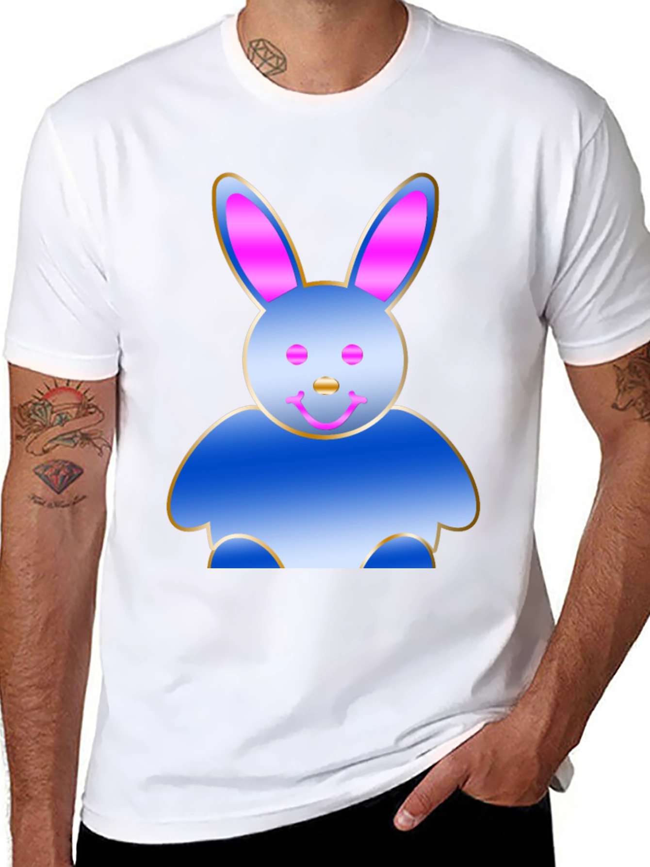 Fun Bunny Graphic T-Shirt - Black Cotton Tee