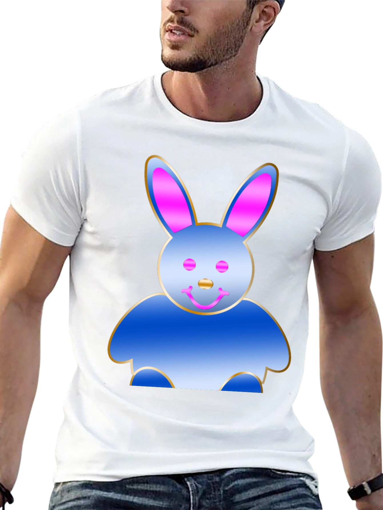 Fun Bunny Graphic T-Shirt - Black Cotton Tee