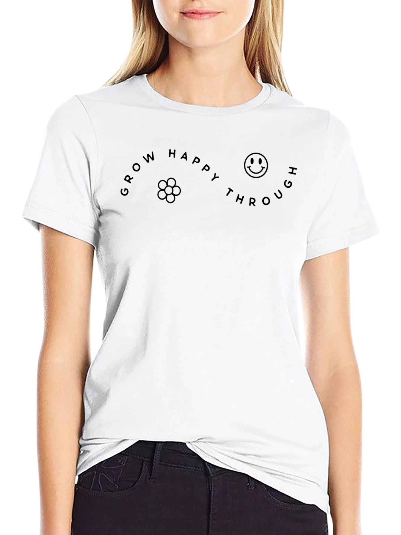 Grow Happy Through T-Shirt - Black Graphic Tee