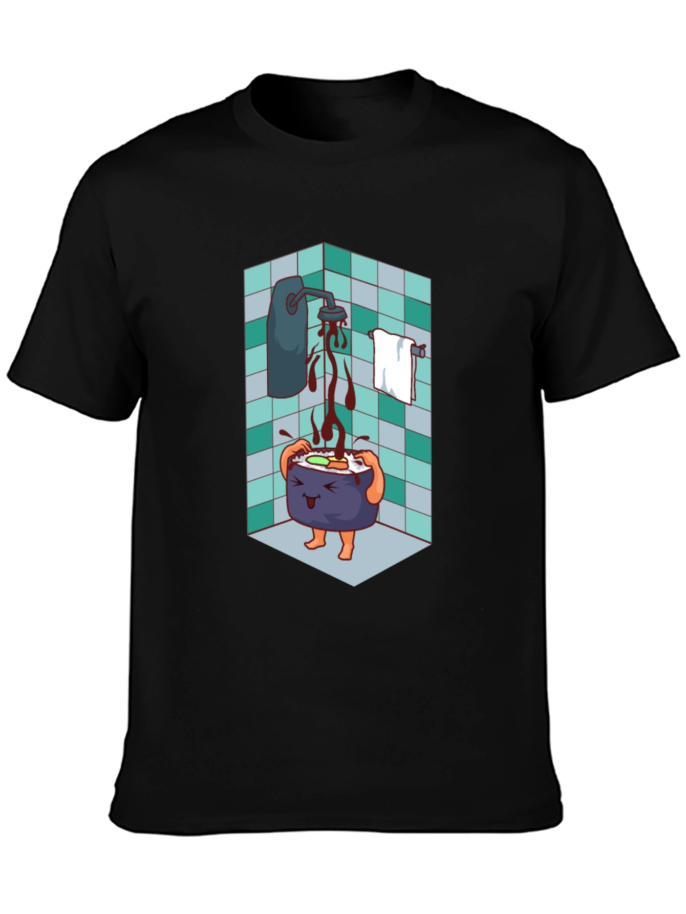 Sushi Shower T-Shirt - Funny Cartoon Tee