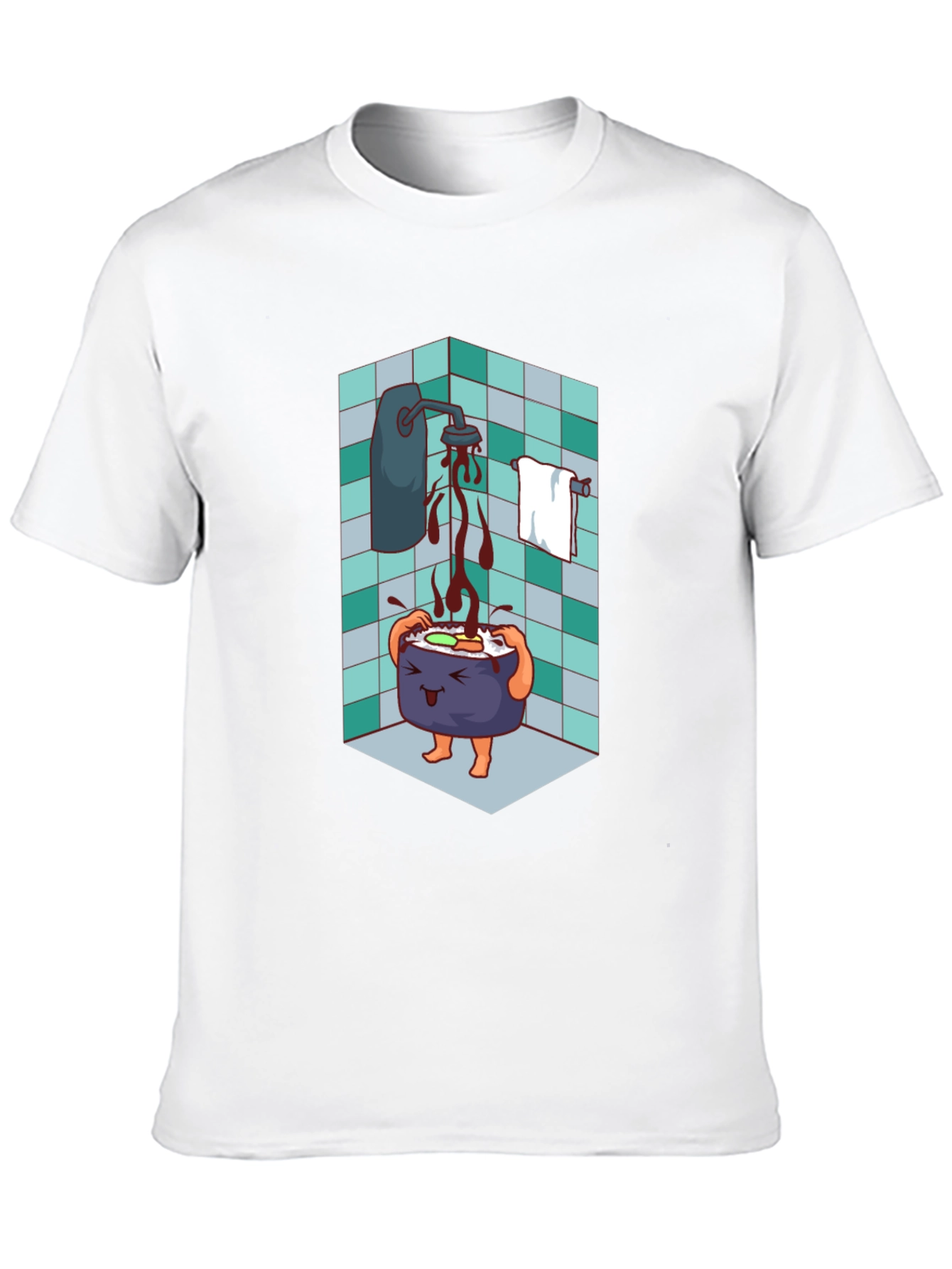 Sushi Shower T-Shirt - Funny Cartoon Tee