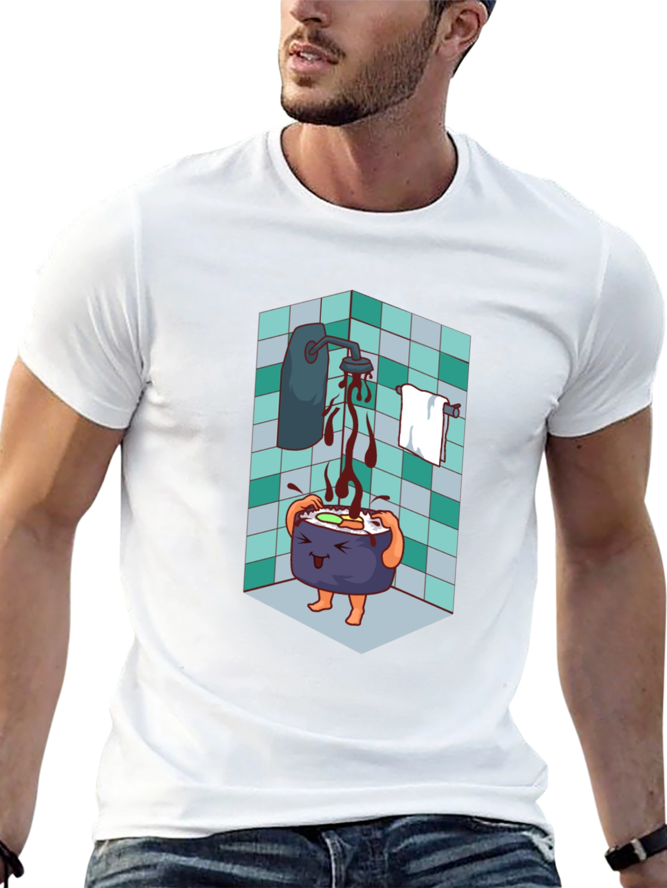 Sushi Shower T-Shirt - Funny Cartoon Tee