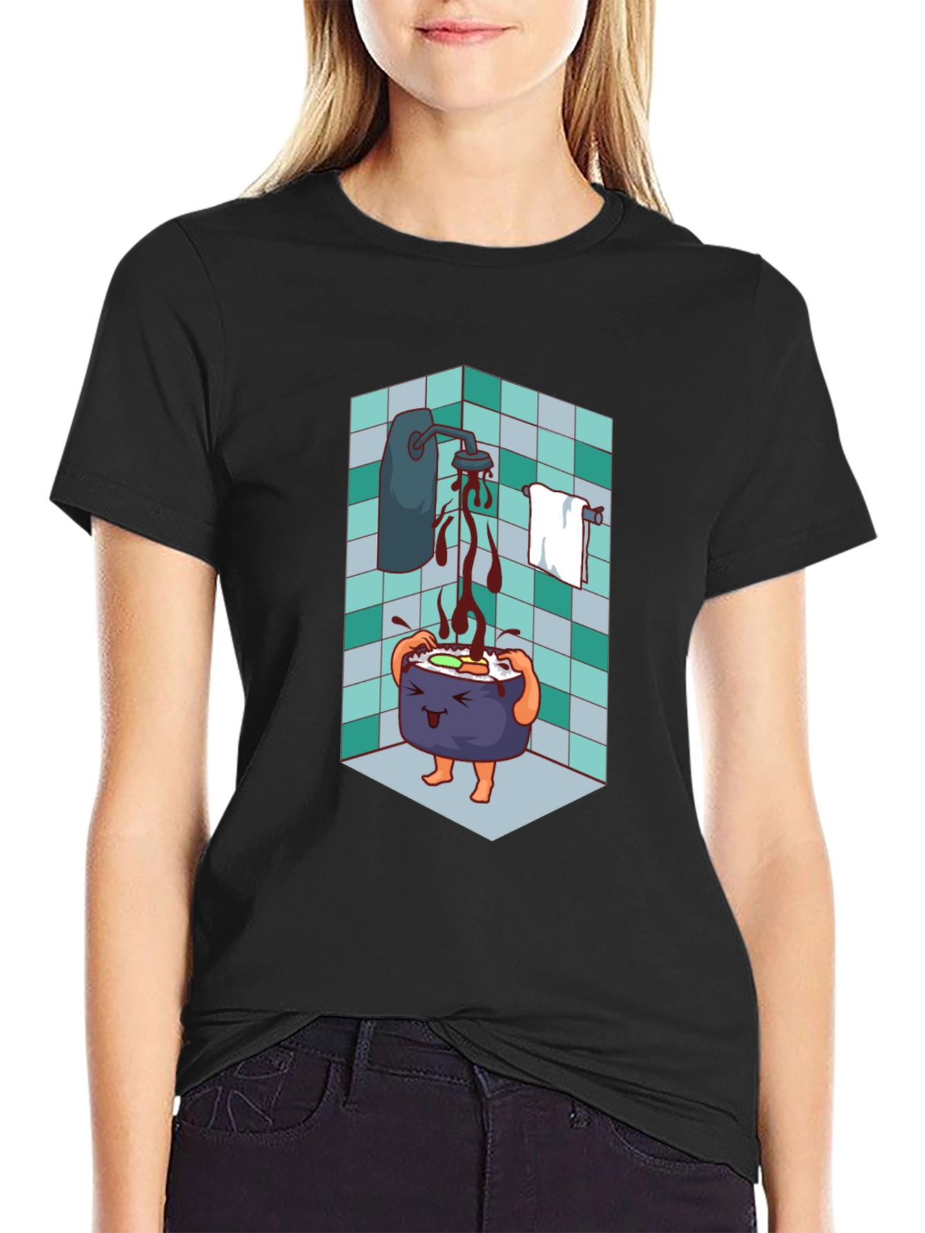 Sushi Shower T-Shirt - Funny Cartoon Tee