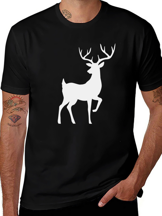 Mens Black Deer Graphic Tee - Stylish & Comfortable