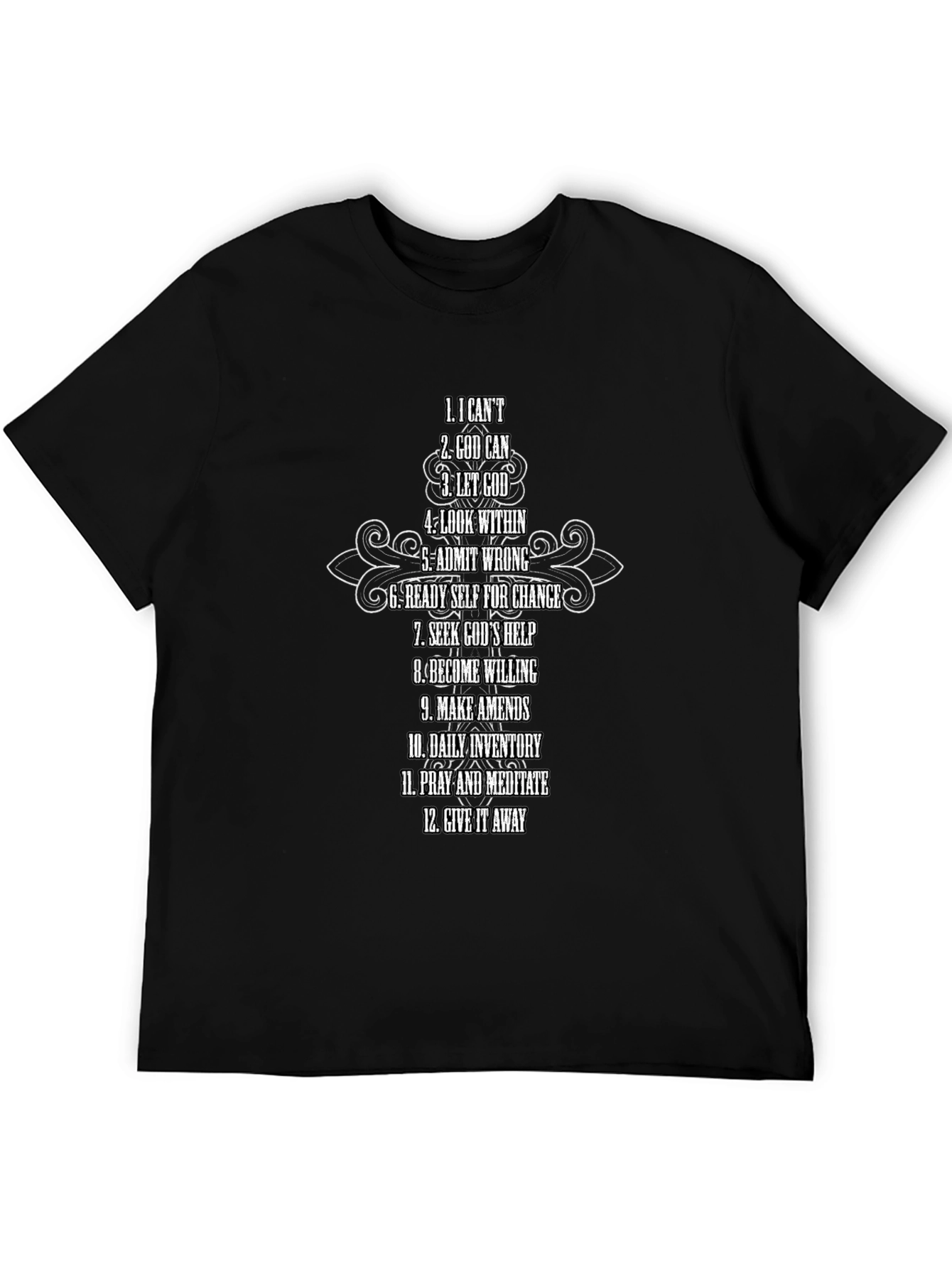 12 Steps Christian Black T-Shirt