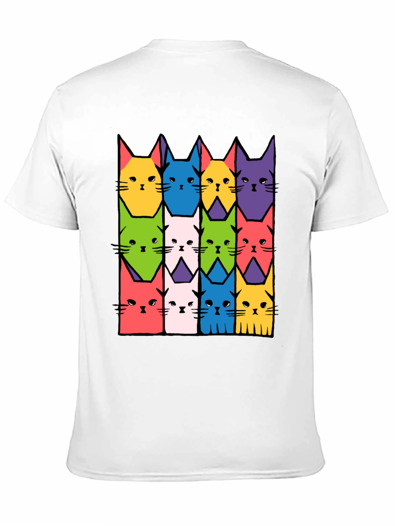 Colorful Cat Pattern T-Shirt