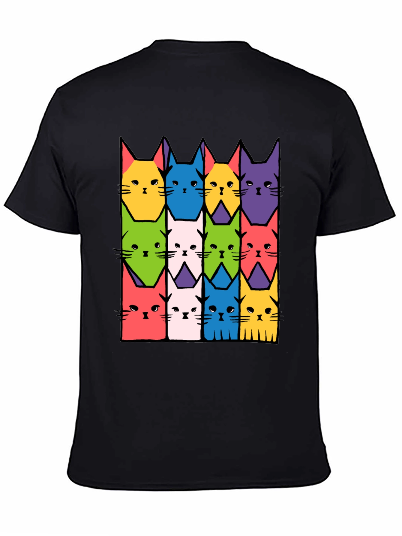 Colorful Cat Pattern T-Shirt