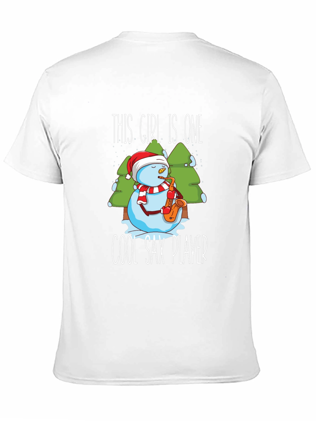 Cool Sax Player Snowman Graphic T-Shirt
