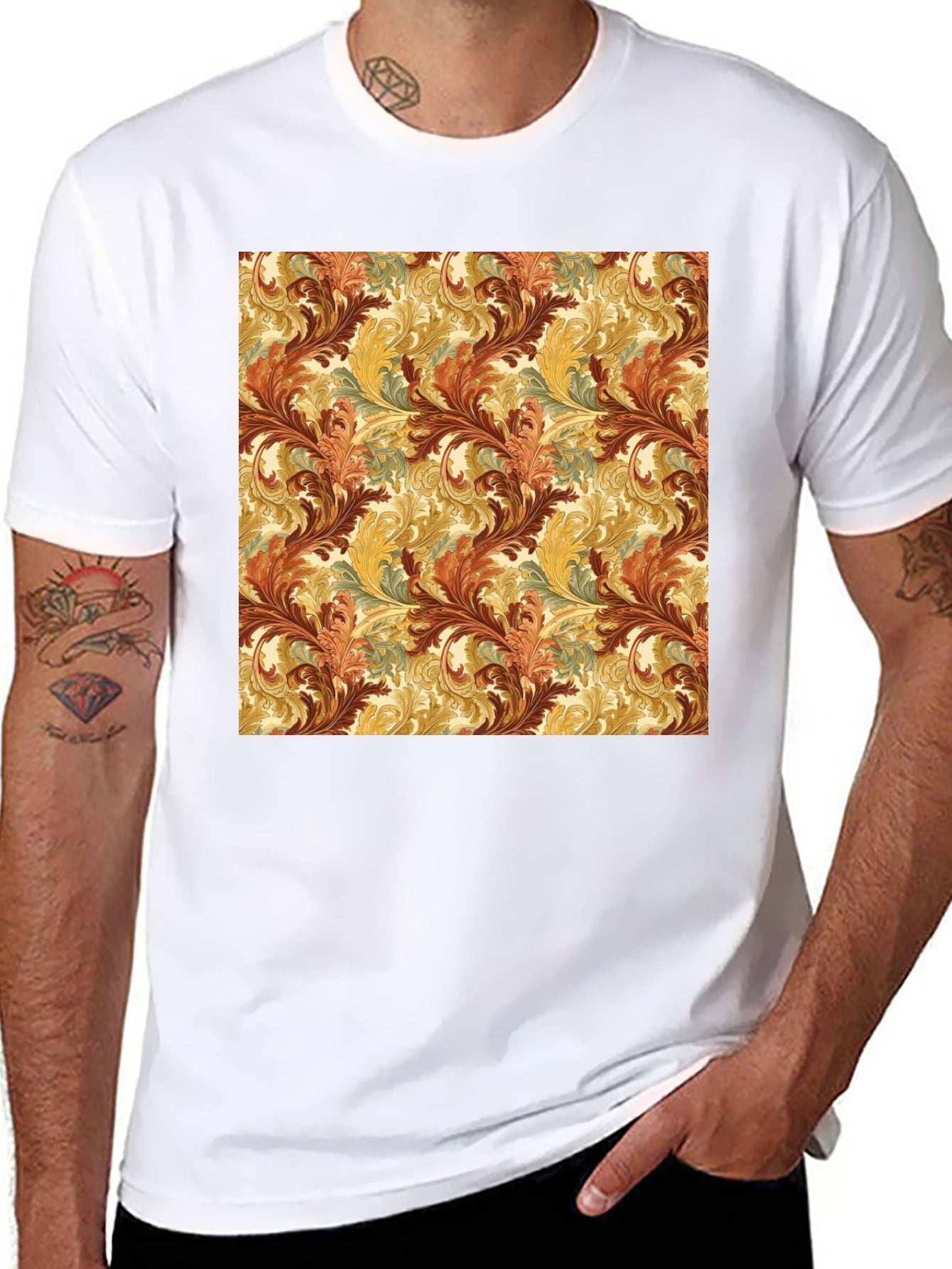 Ornate Scroll Pattern T-Shirt