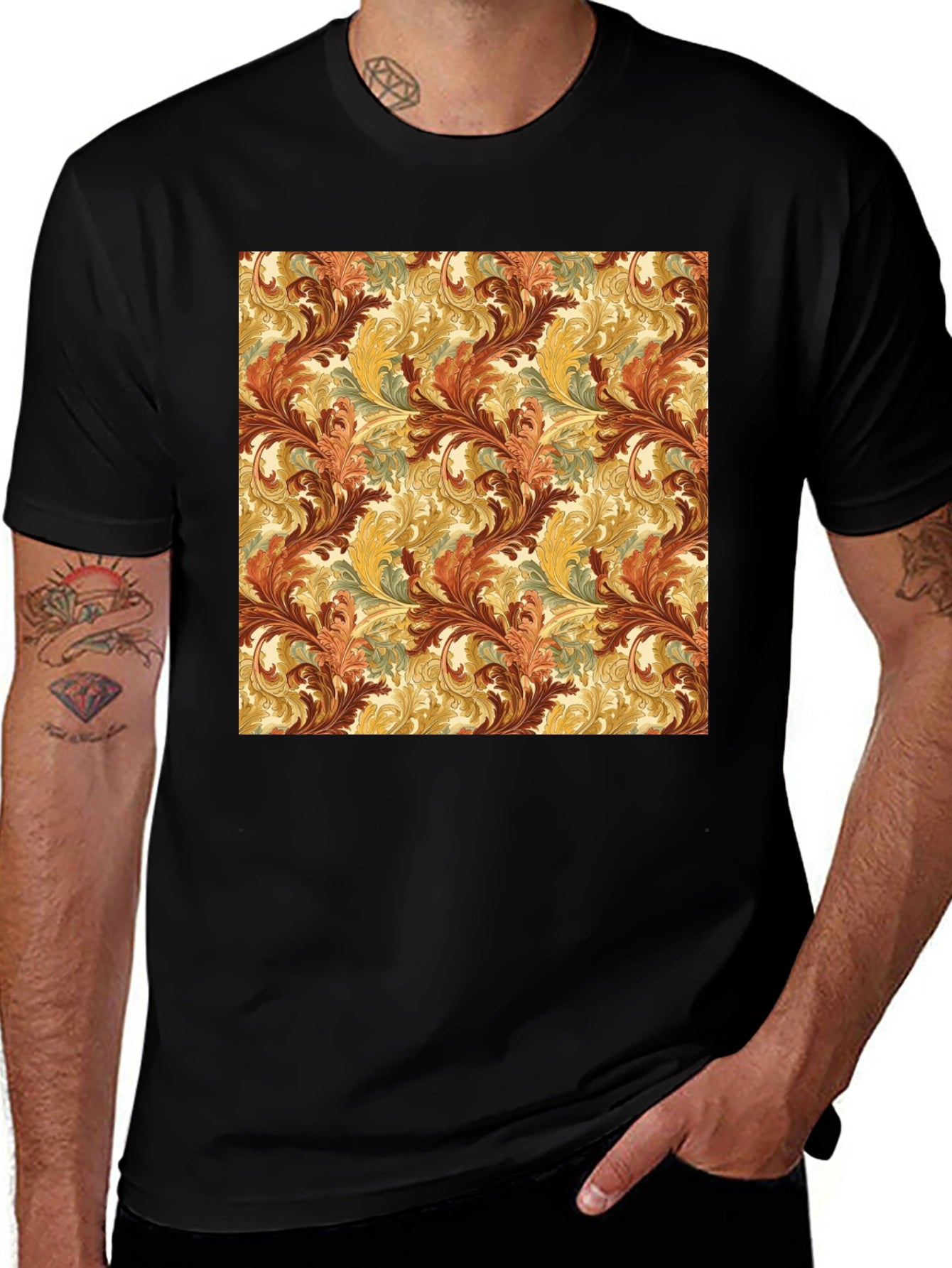 Ornate Scroll Pattern T-Shirt