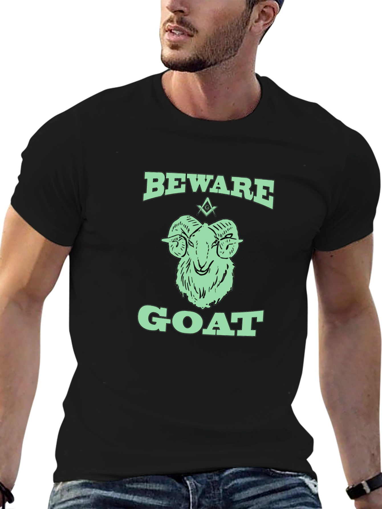 Beware Goat Graphic Tee - Black Cotton T-Shirt