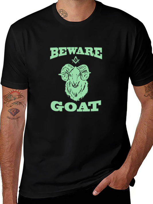 Beware Goat Graphic Tee - Black Cotton T-Shirt