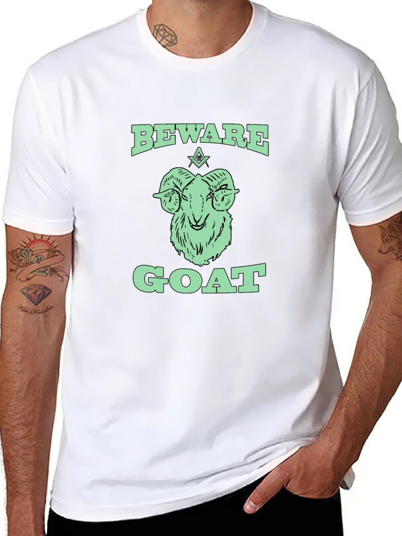Beware Goat Graphic Tee - Black Cotton T-Shirt