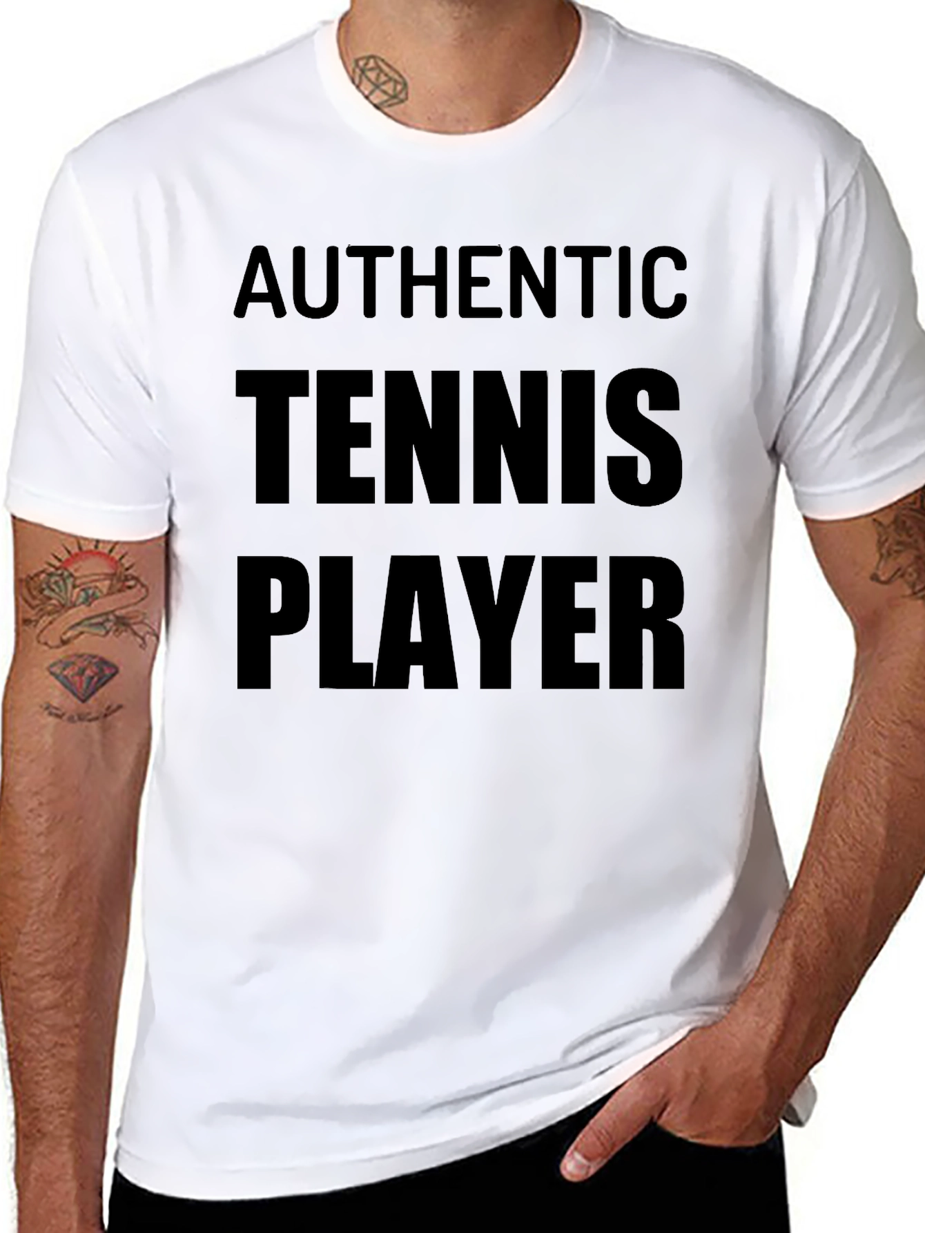 Authentic Tennis Player Black T-Shirt