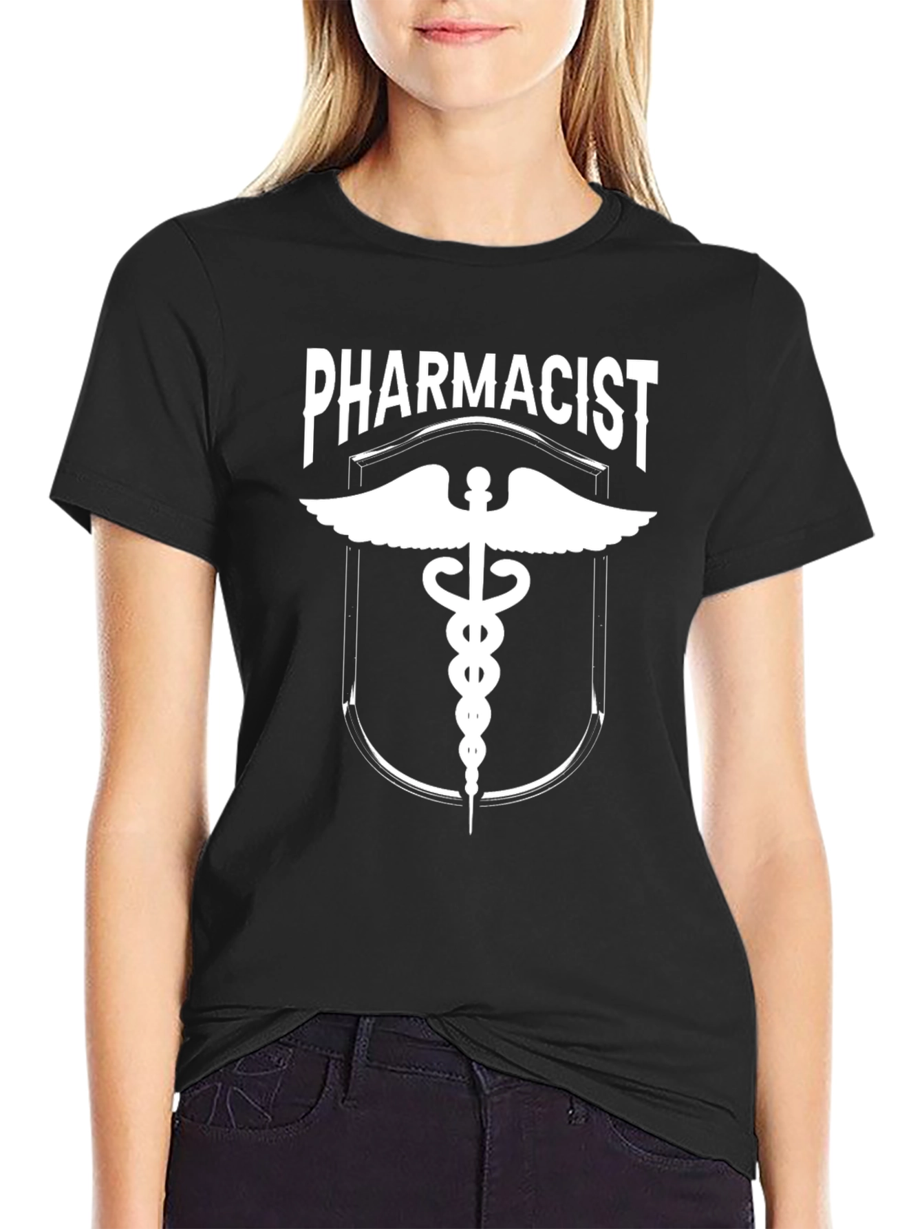 Pharmacist Caduceus Symbol Black T-Shirt