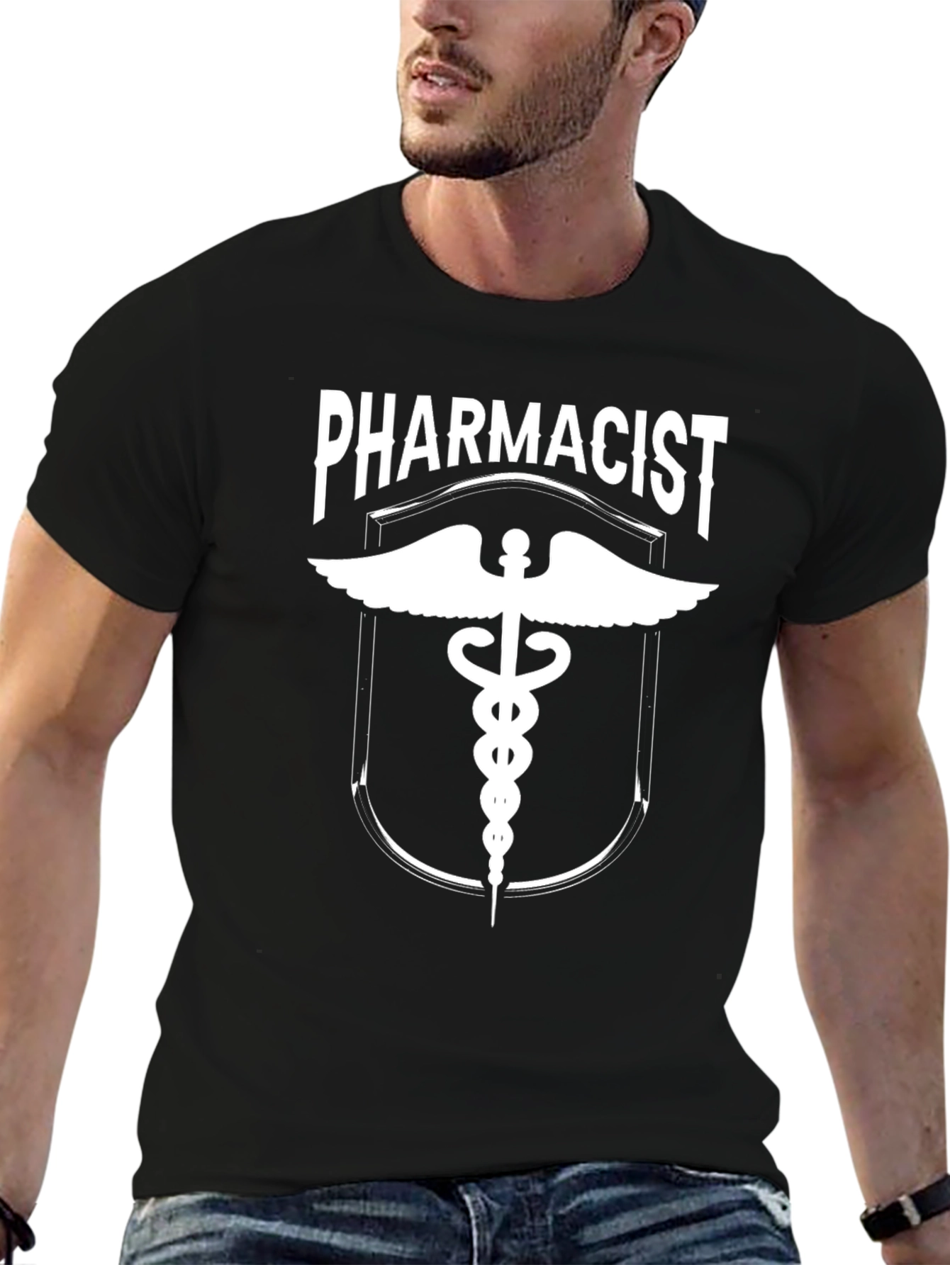 Pharmacist Caduceus Symbol Black T-Shirt
