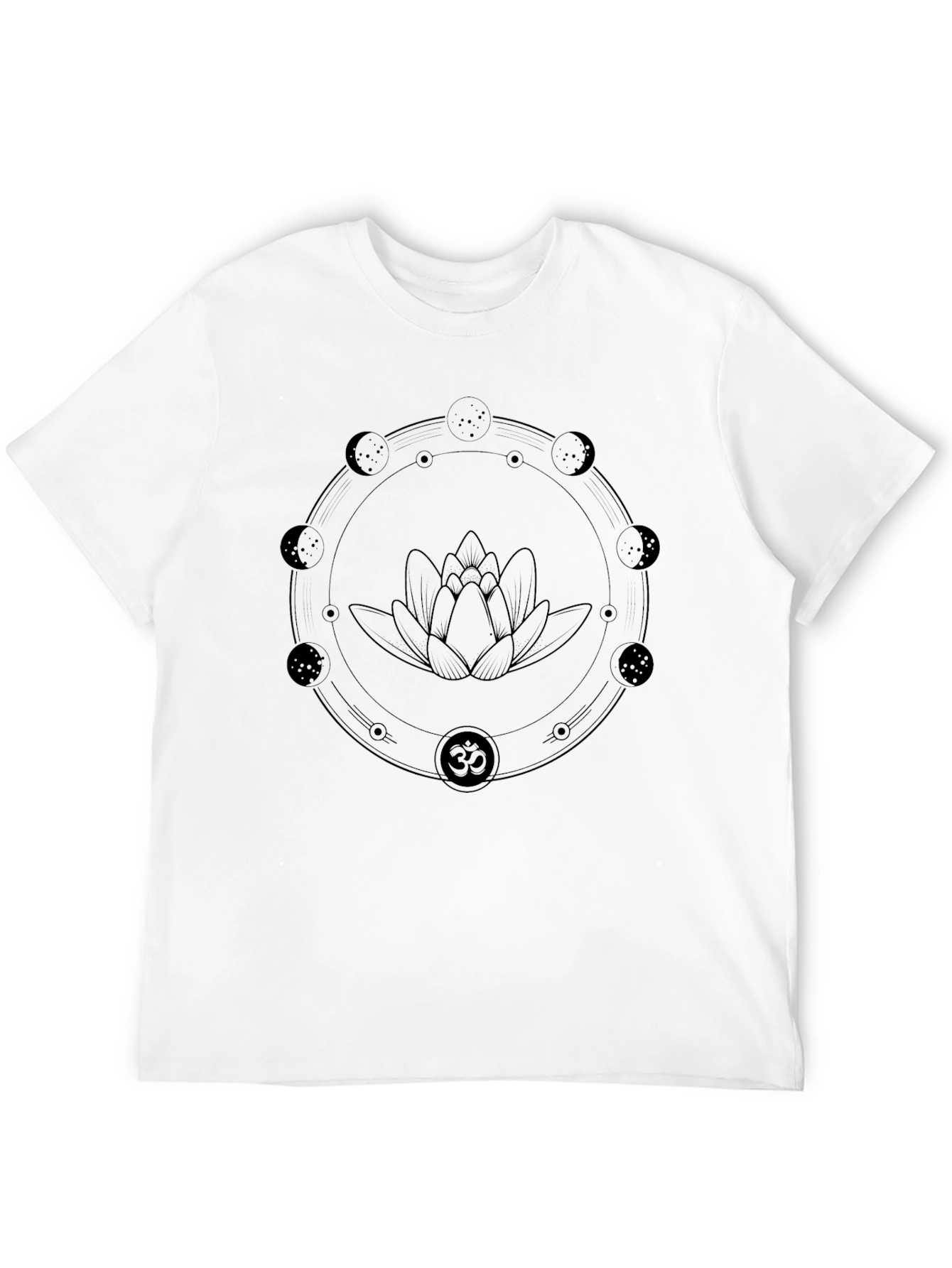 Lotus Moon Phases Graphic Tee - Black